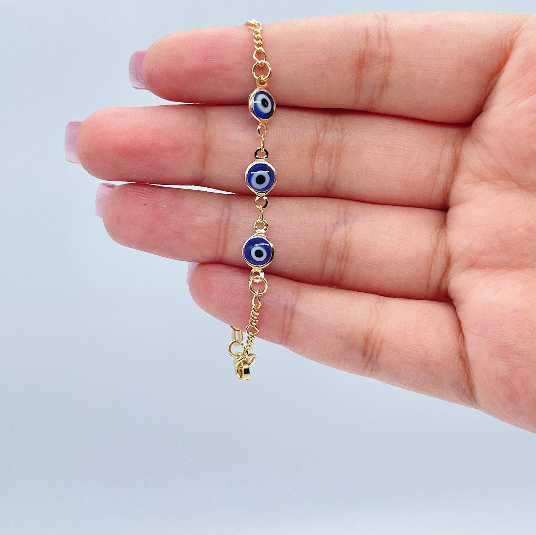 18k Gold Filled Red Evil Eye Kids Bracelet Protection