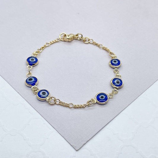 18k Gold Filled Red Evil Eye Kids Bracelet Protection