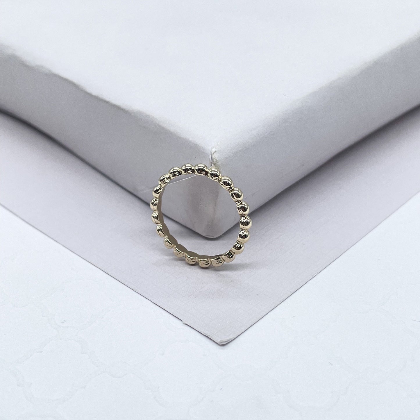 18k Gold Filled Beaded Band Ring