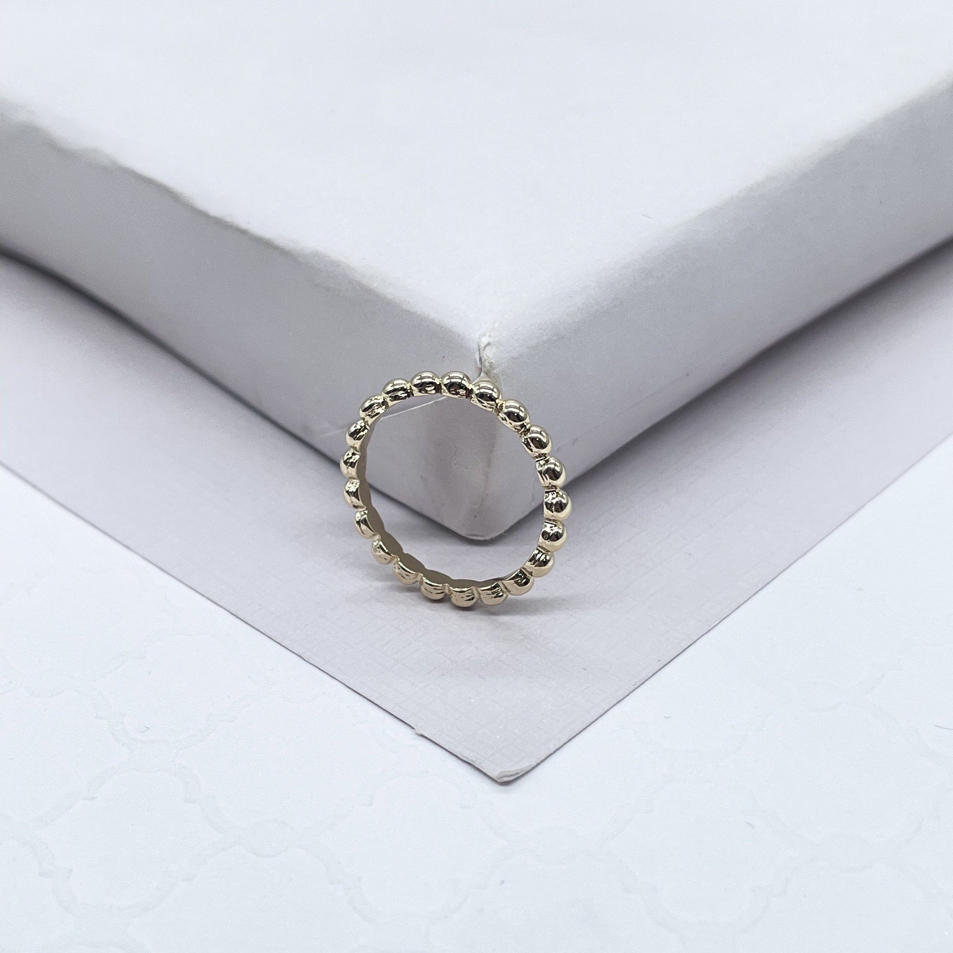 18k Gold Filled Beaded Band Ring
