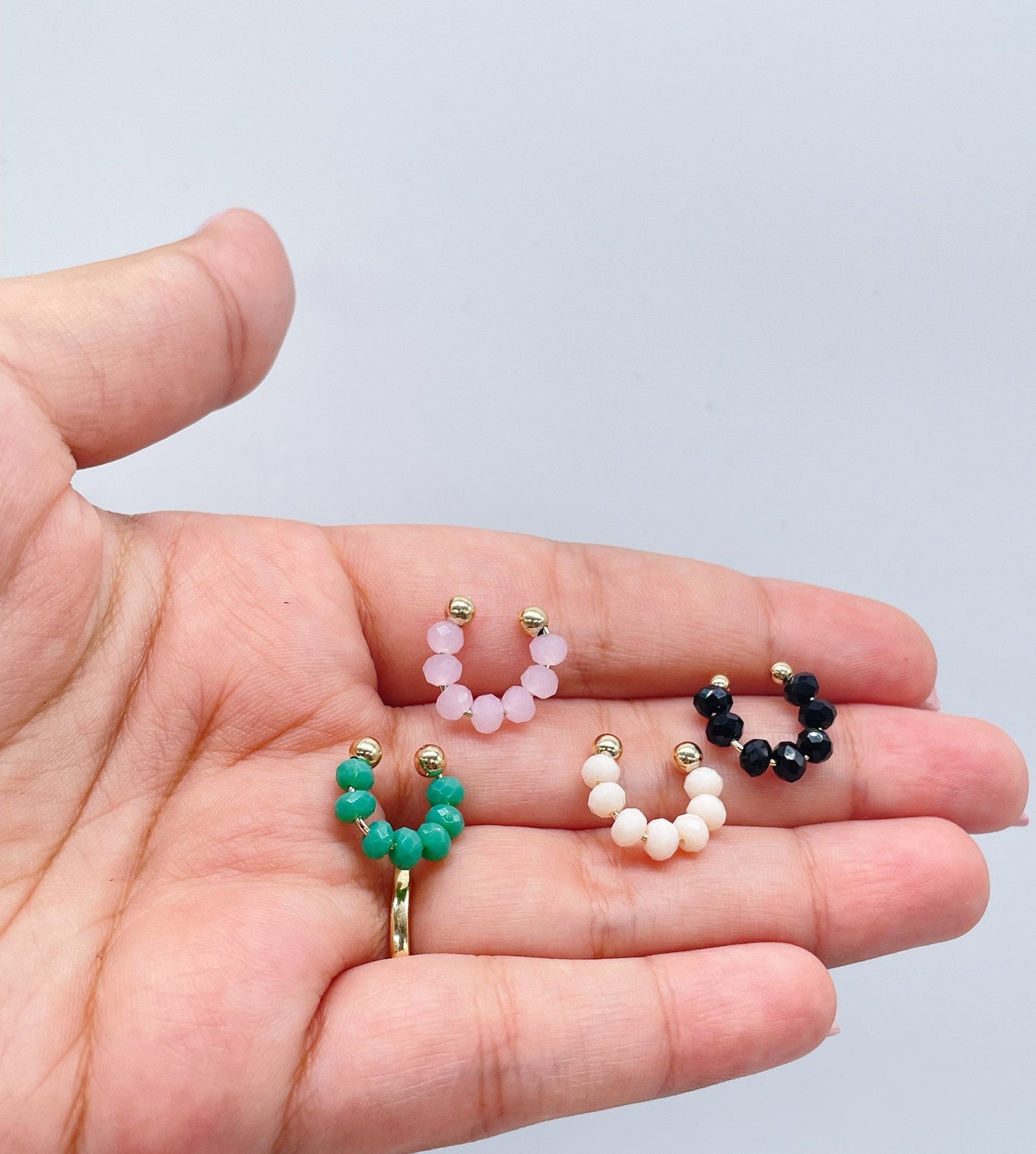 18k Gold Filled Beaded Earring Cuffs