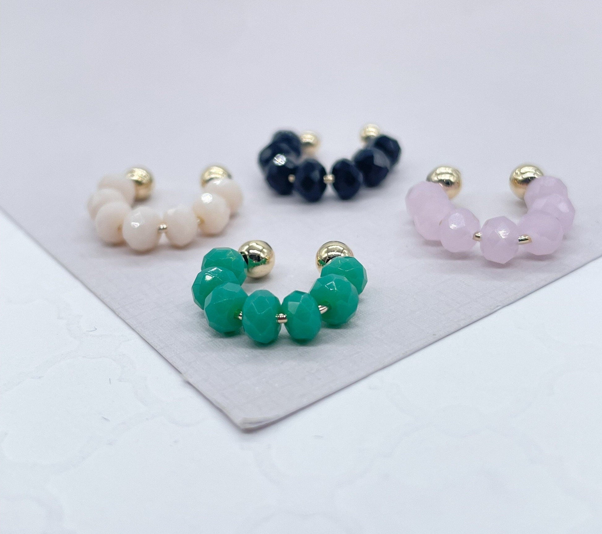 18k Gold Filled Beaded Earring Cuffs