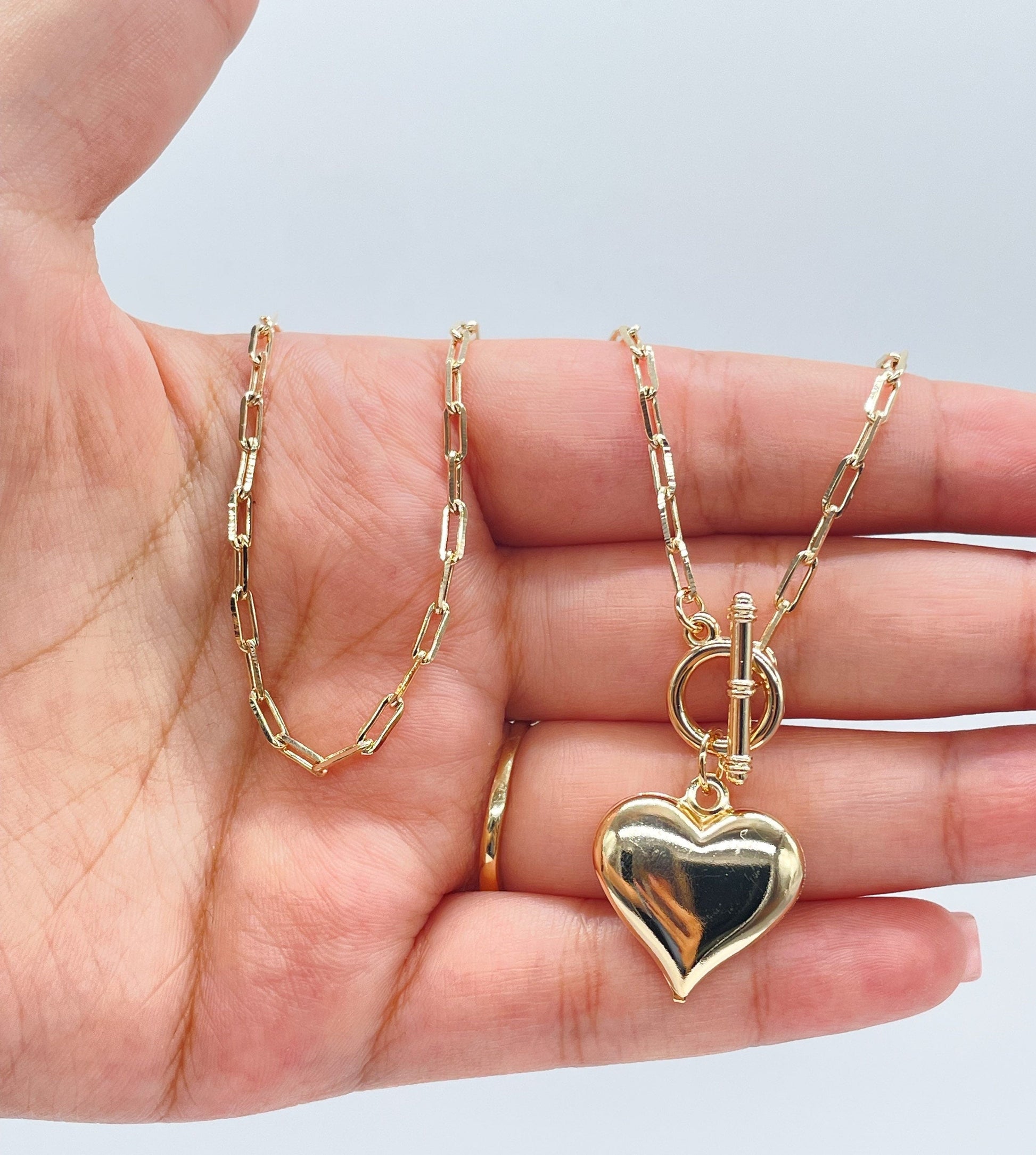 18k Gold Filled Big Puffy Heart Choker