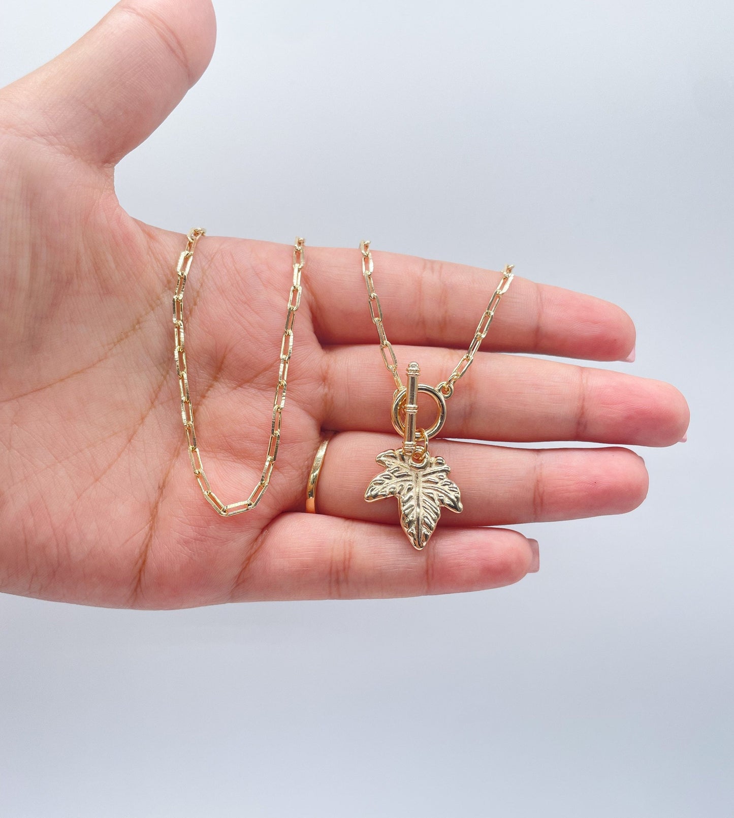 18k Gold Filled Leaf Toggle Choker