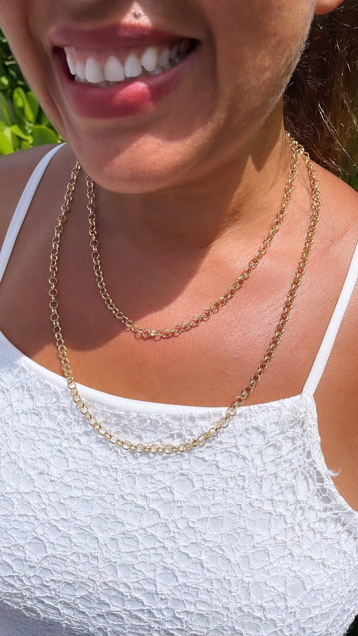 18k Gold Filled 5mm Rolo Link Chain