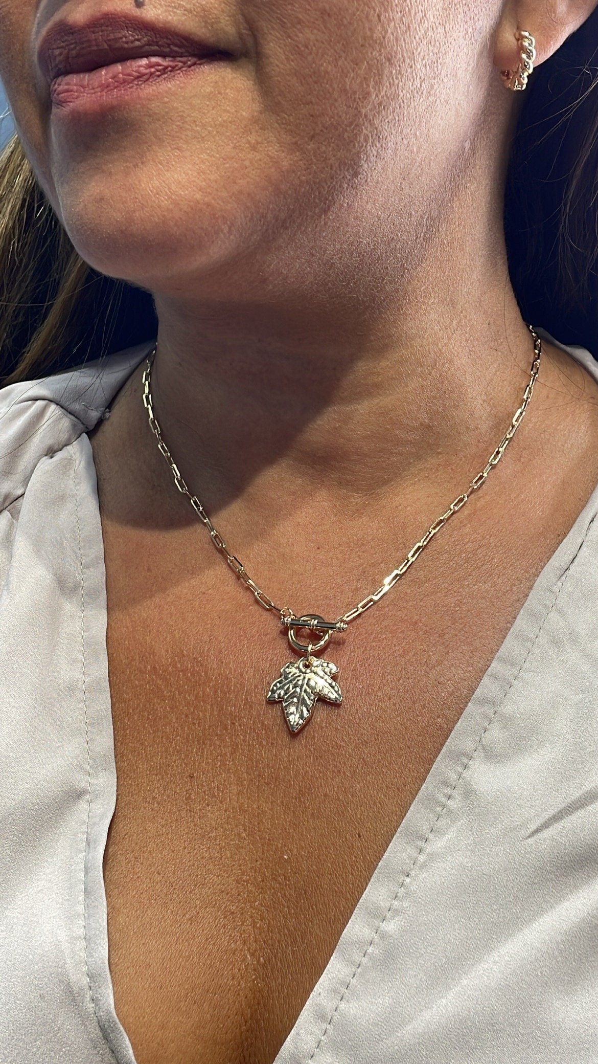 18k Gold Filled Leaf Toggle Choker