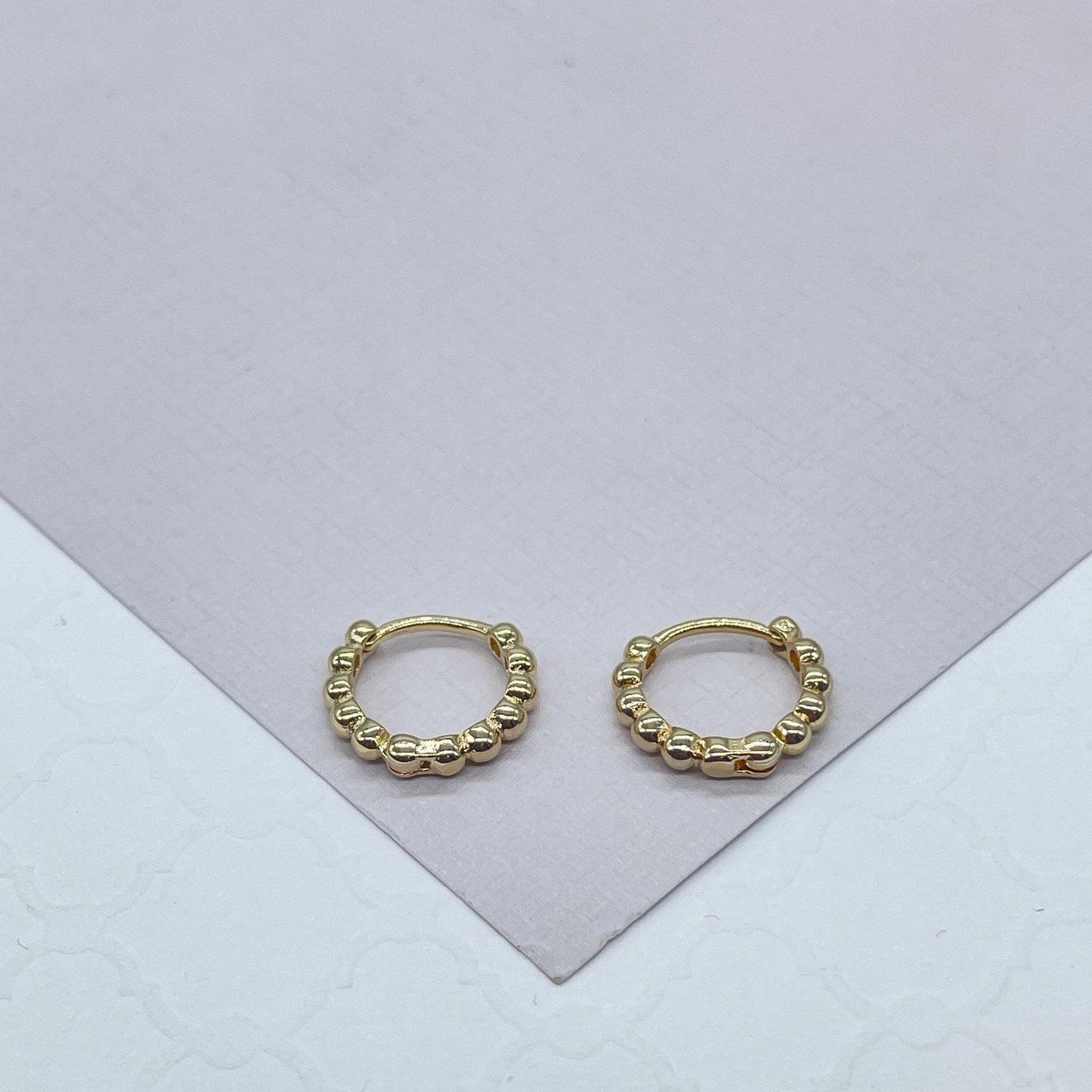 18k Gold Filled Tiny Bead Clicker Hoop