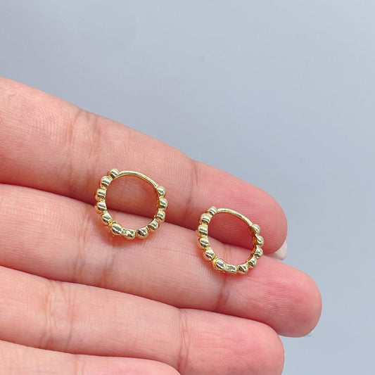 18k Gold Filled Tiny 3mm Bead Clicker Hoop