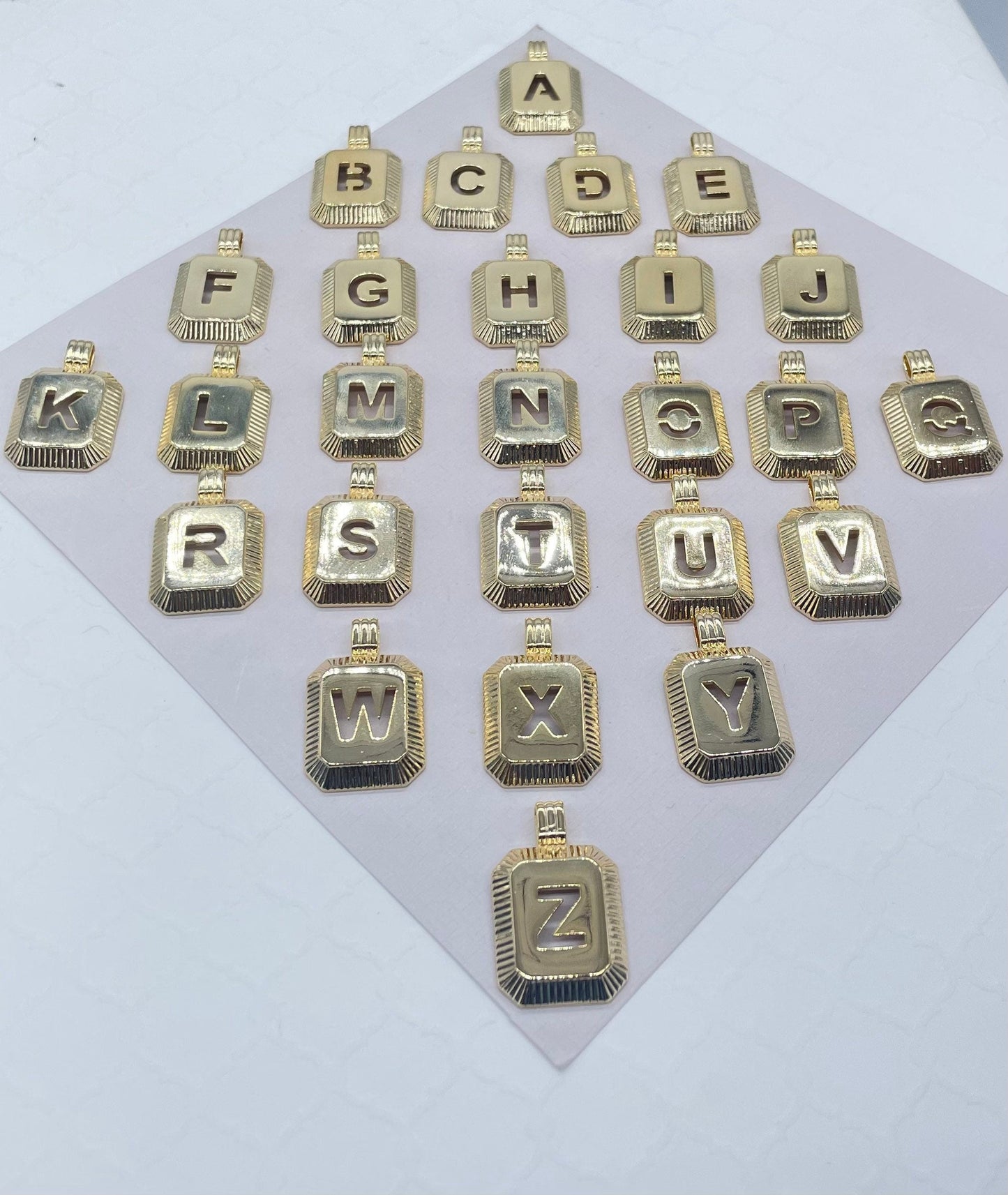 18k Gold Filled 3-D Initial Charm with Box Chain Necklace