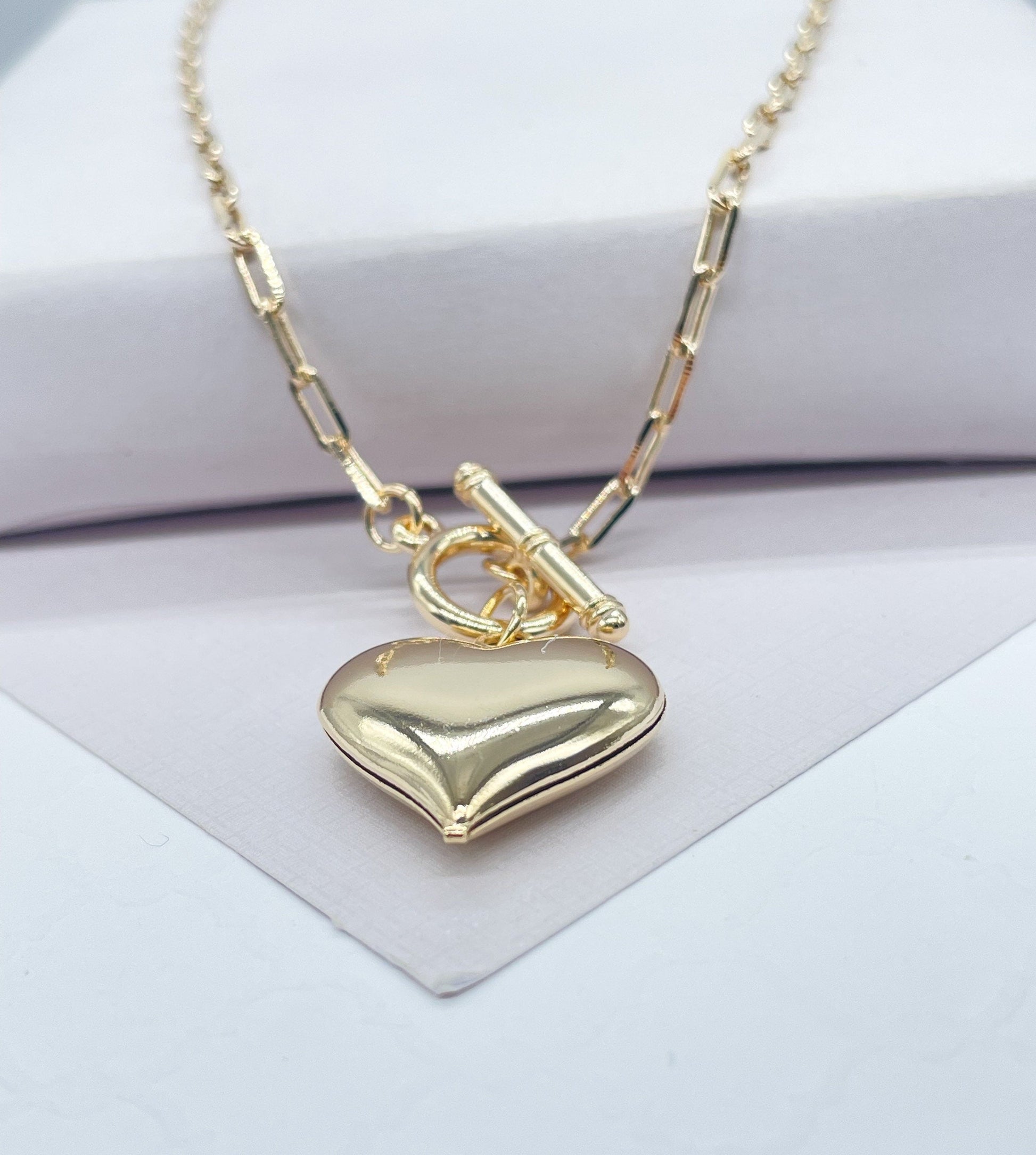 18k Gold Filled Big Puffy Heart Choker