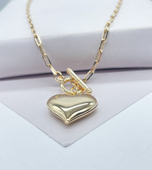 18k Gold Filled Big Puffy Heart Choker
