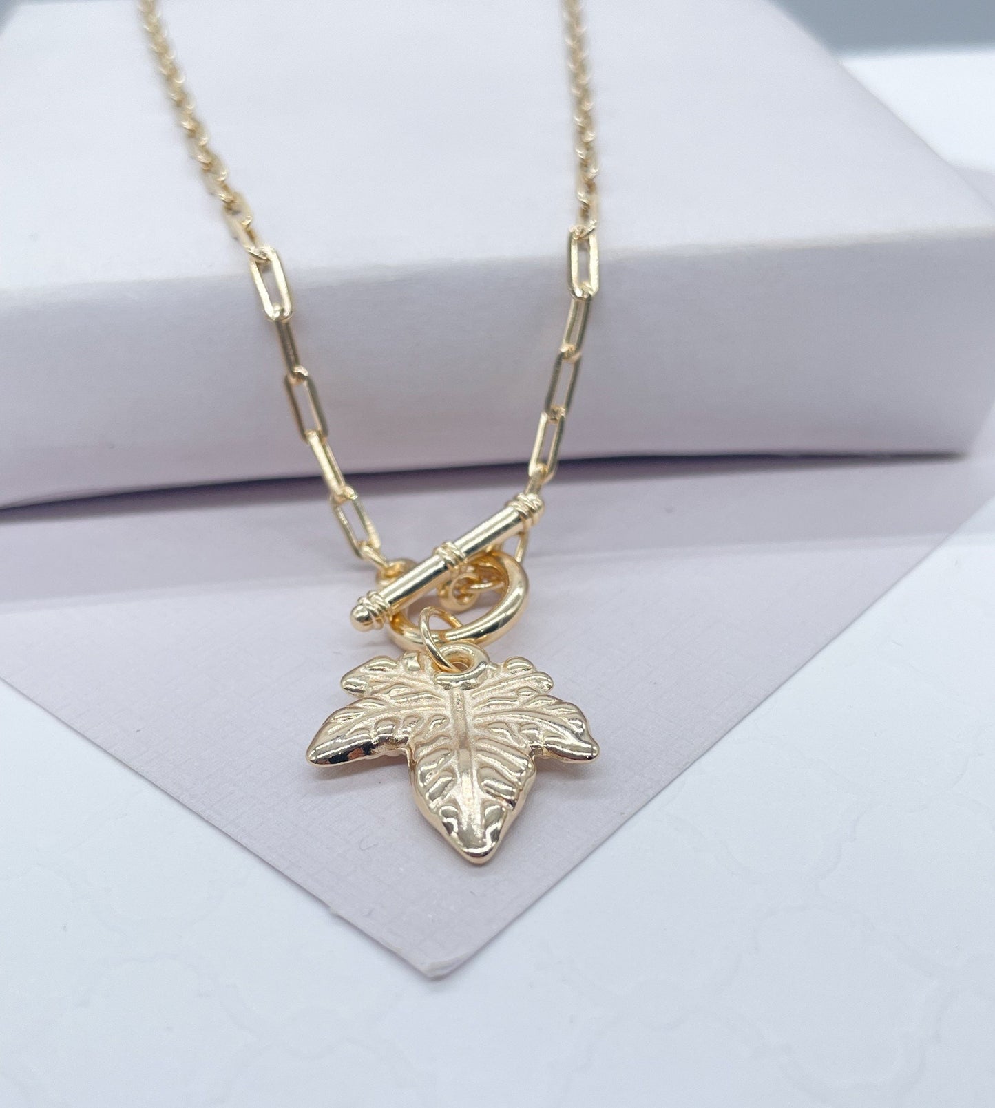 18k Gold Filled Leaf Toggle Choker