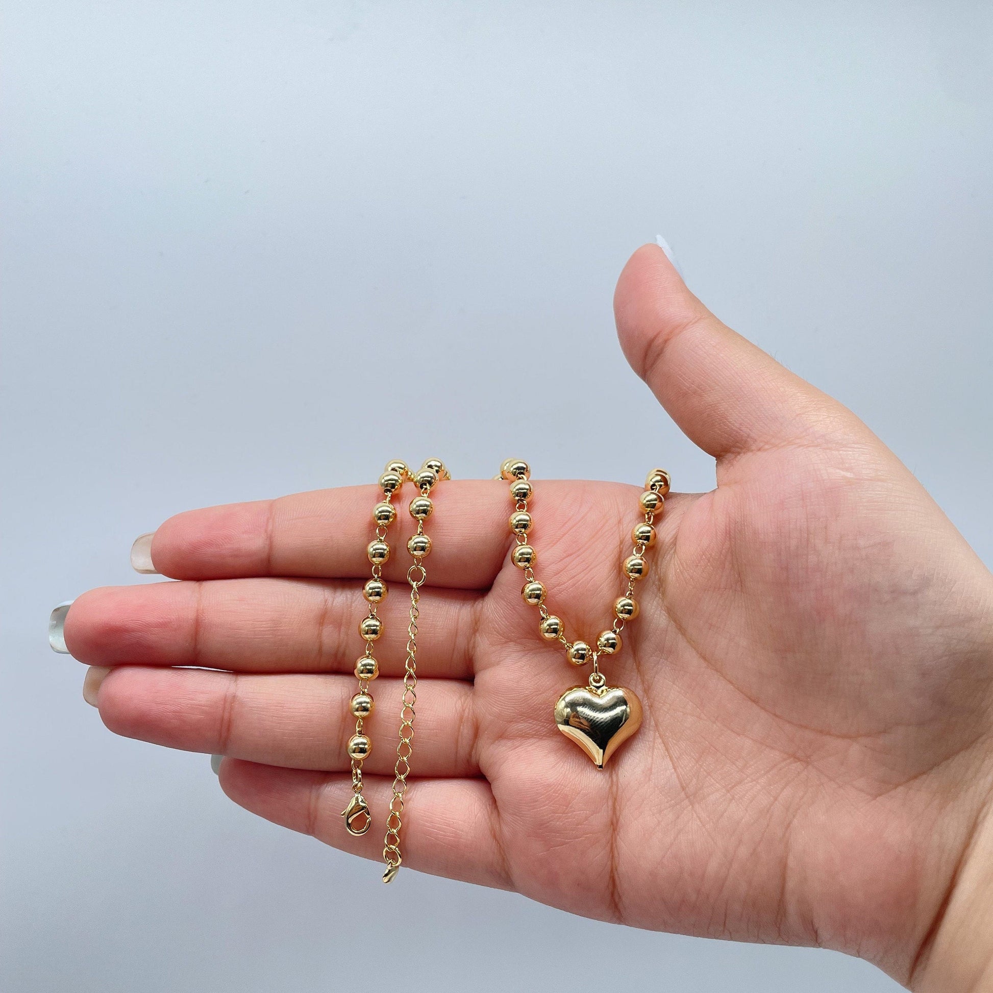 18k Gold Filled Gold Beaded Heart Set for Kids