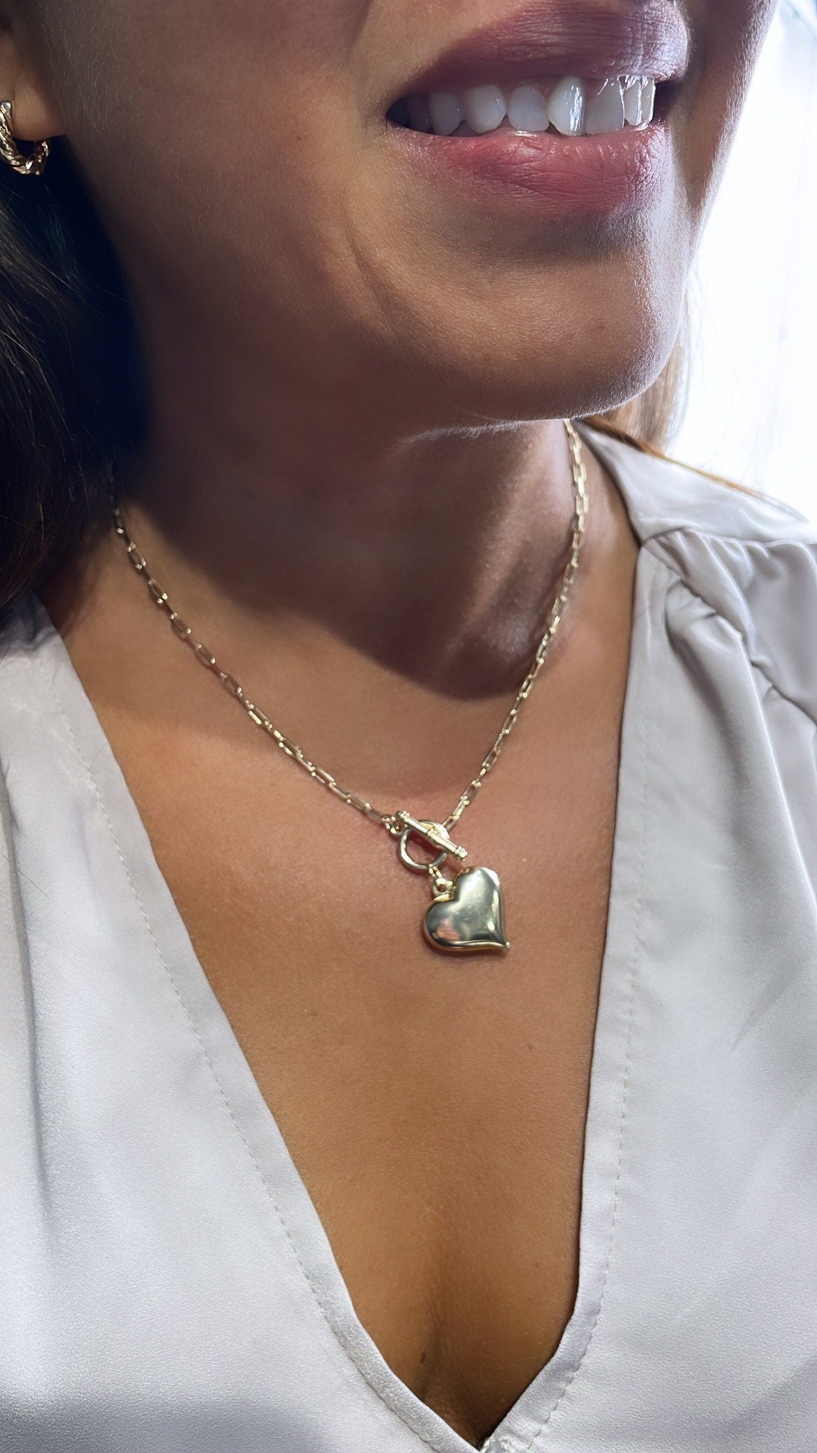 18k Gold Filled Big Puffy Heart Choker