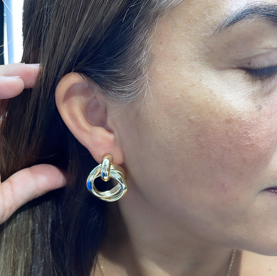 18k Gold Filled Doubled Layered Soft Angled Earrings