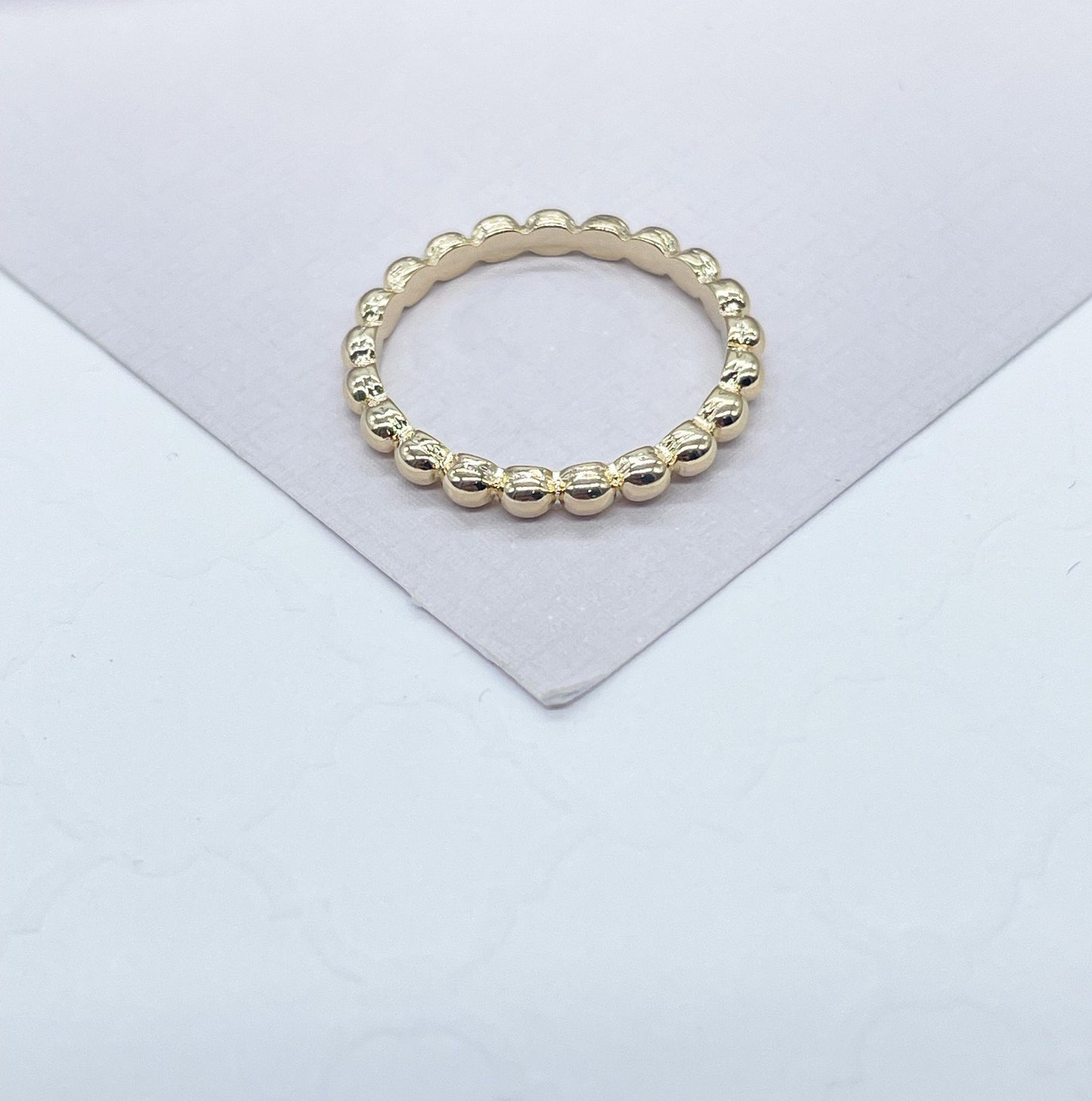 18k Gold Filled Beaded Band Ring