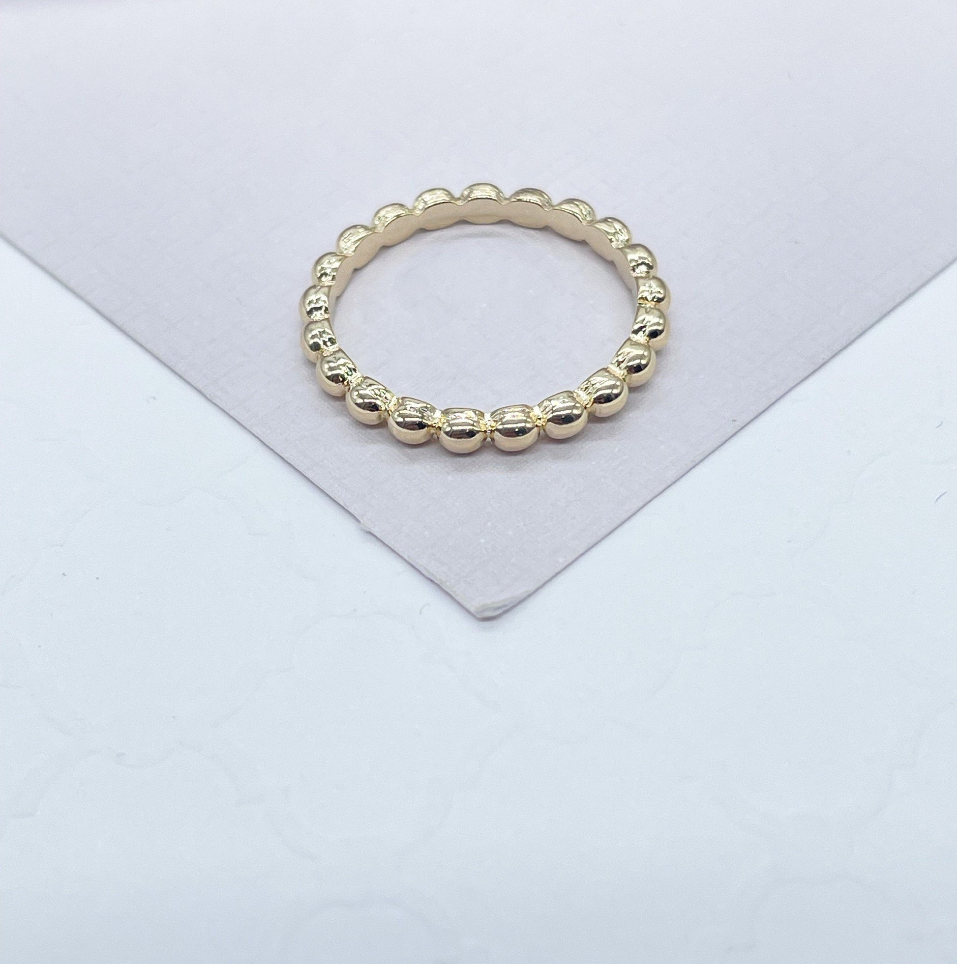 18k Gold Filled Beaded Band Ring