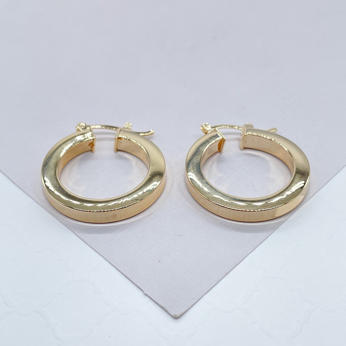 18k Gold Filled Large Sharp Edged Plain Hoop Earrings Wholesale Jewelry Supplies