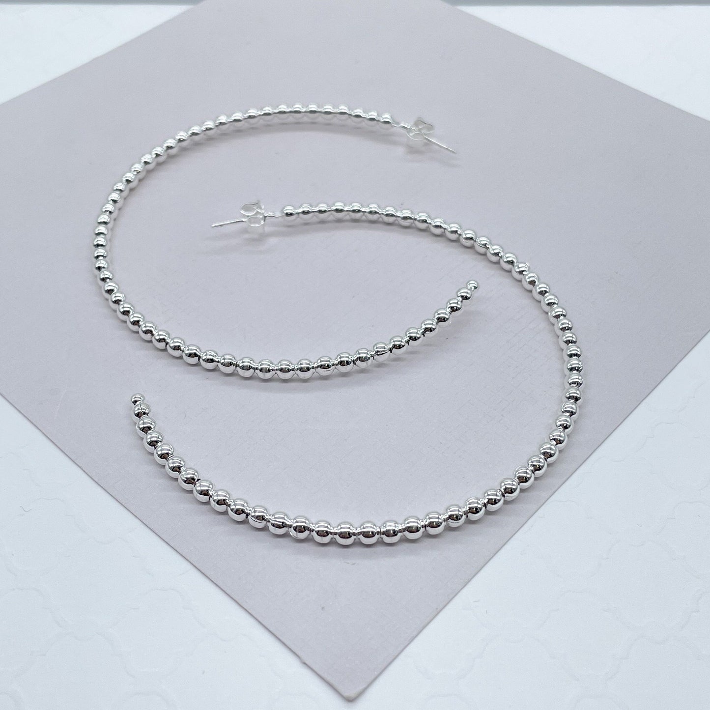 18k Gold Filled Extra Large Beaded Hoops