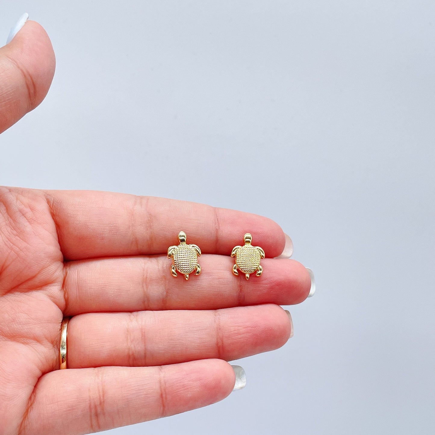 18k Gold Filled Textured Baby Turtle Studs