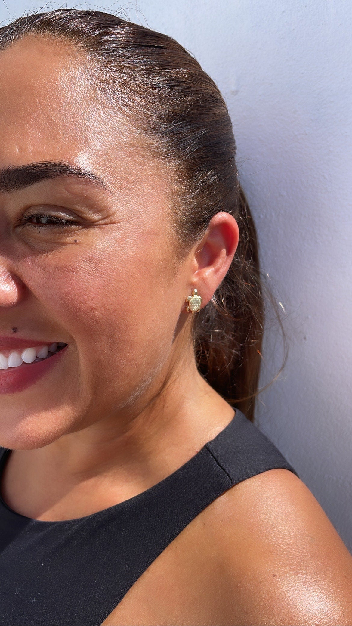 18k Gold Filled Textured Baby Turtle Studs