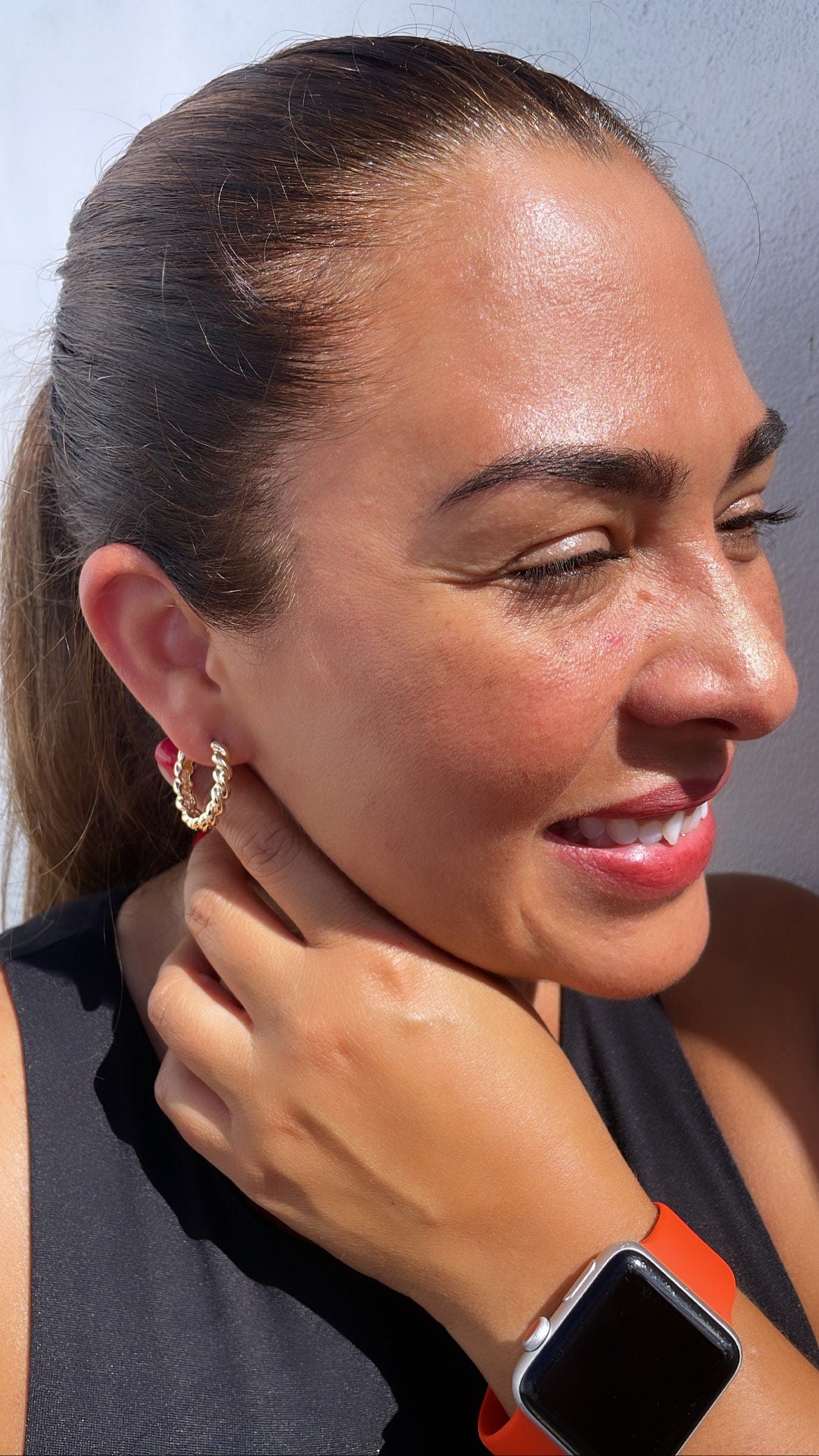 18k Gold Filled Large Croissant Huggie Hoop Earrings