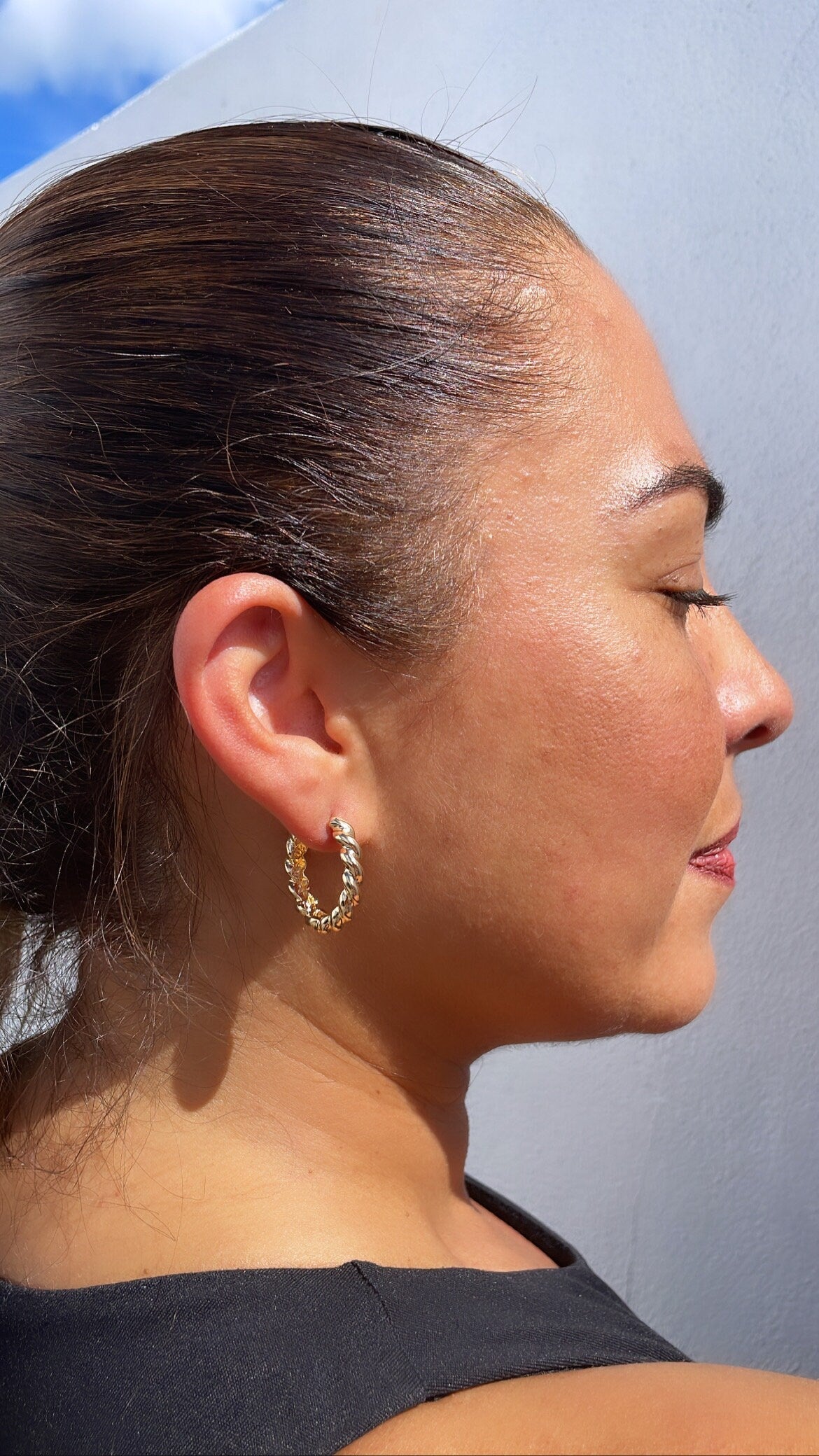 18k Gold Filled Large Croissant Huggie Hoop Earrings