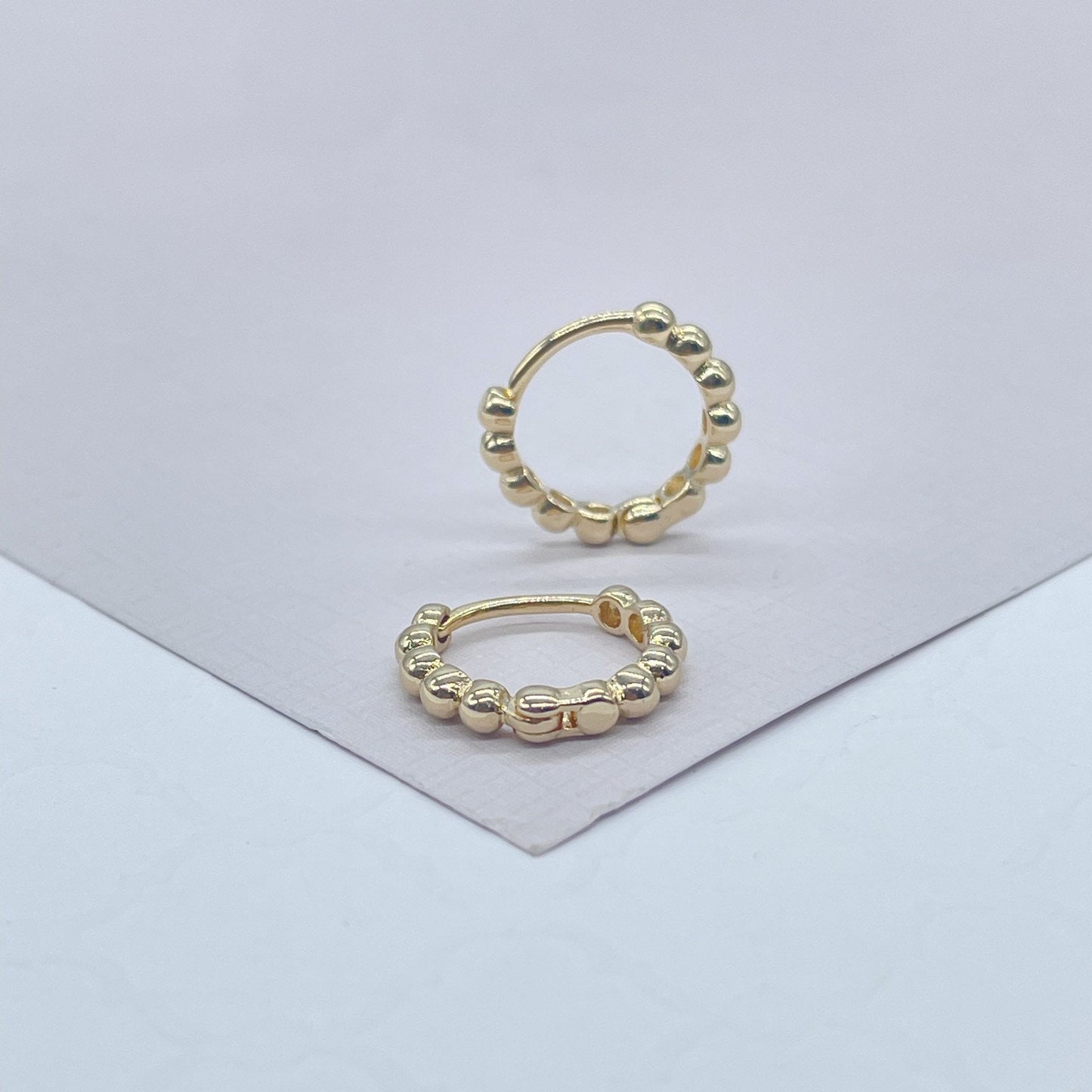 18k Gold Filled Tiny Bead Clicker Hoop