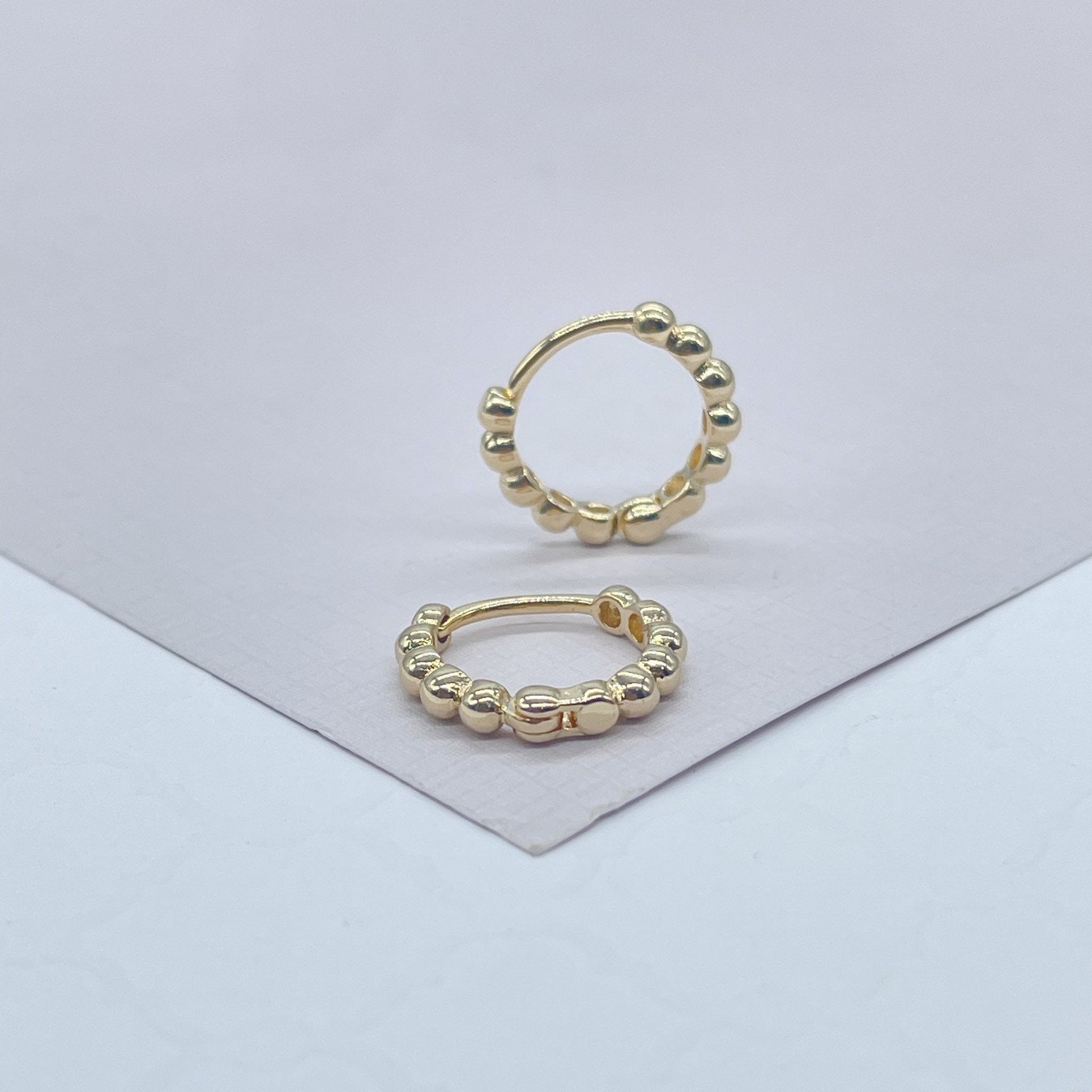 18k Gold Filled Tiny 3mm Bead Clicker Hoop