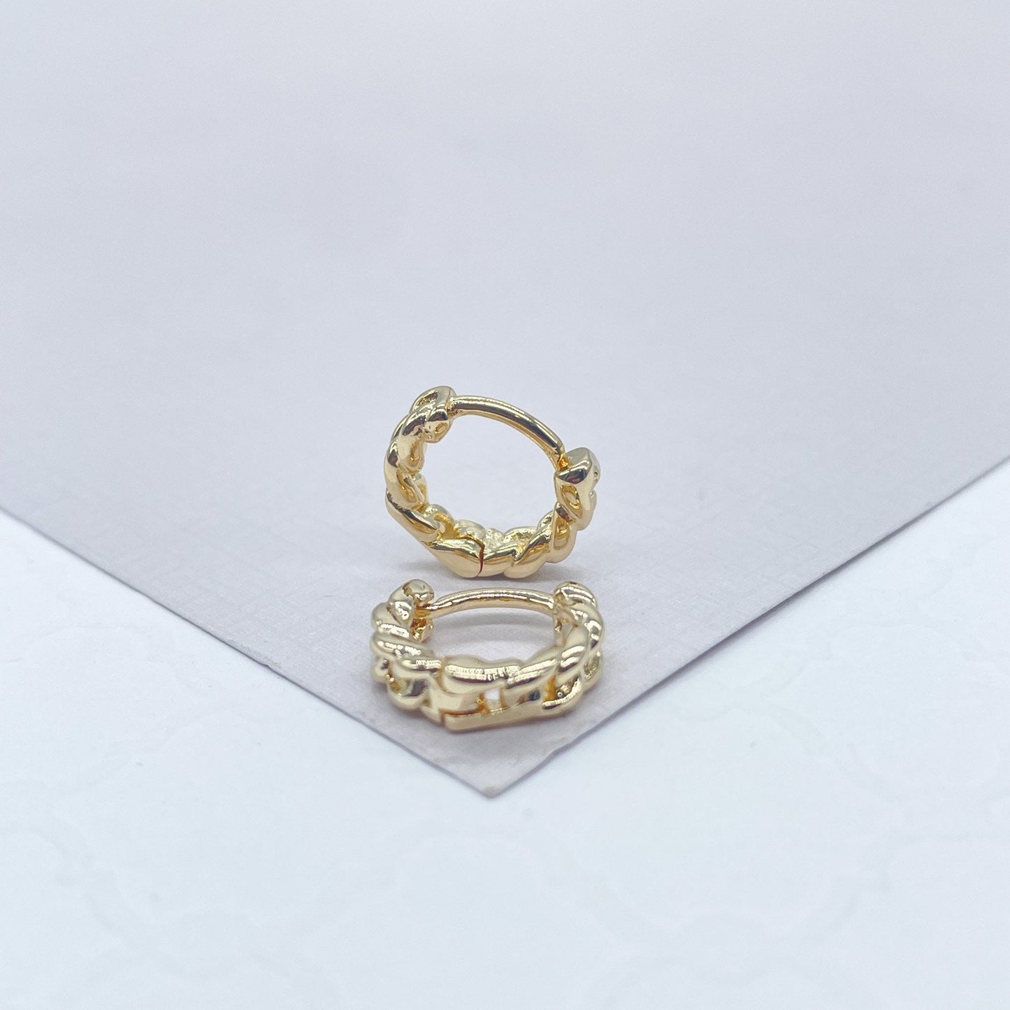 18k Gold Filled Tiny Cuban link Clicker Hoop