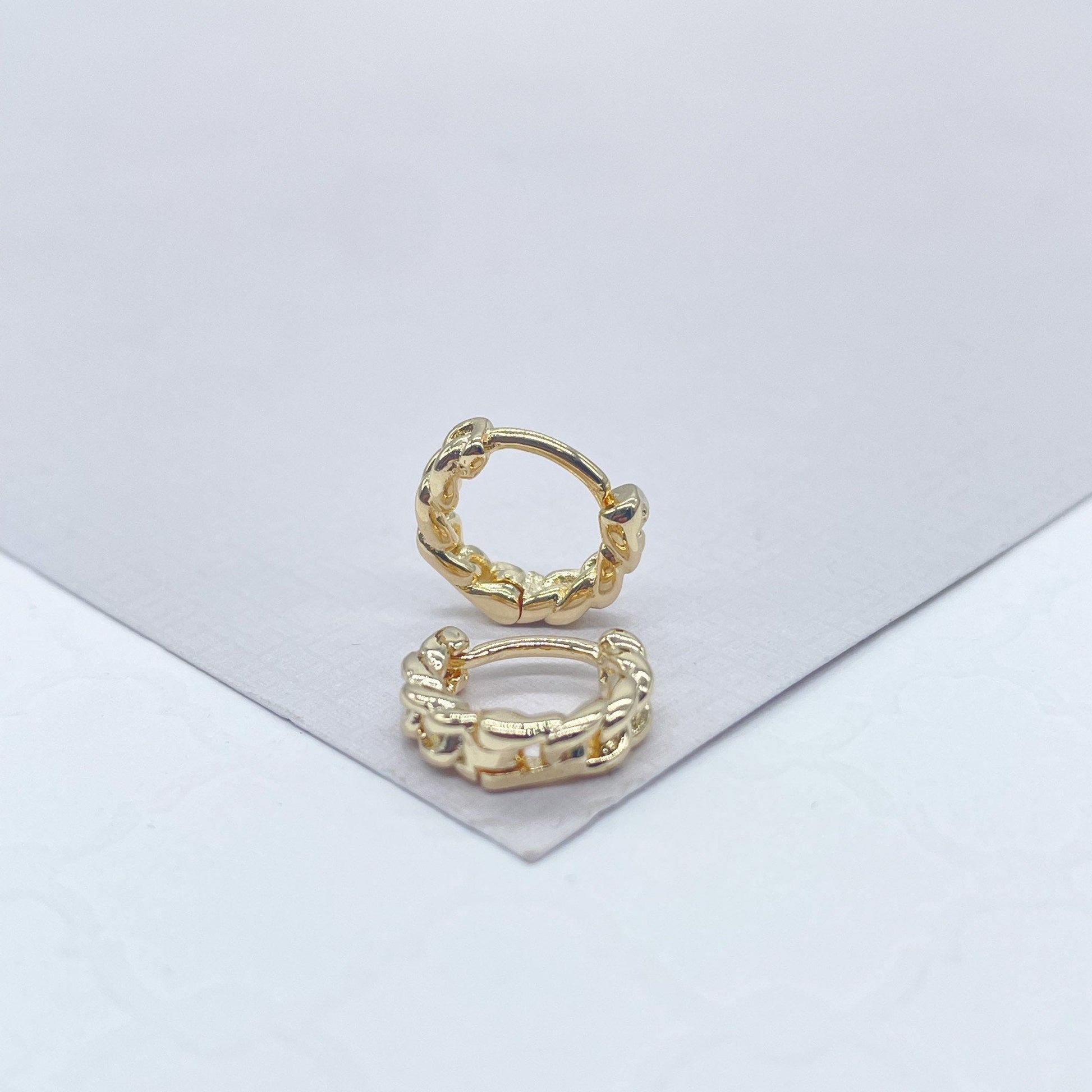 18k Gold Filled Tiny Cuban link Clicker Hoop
