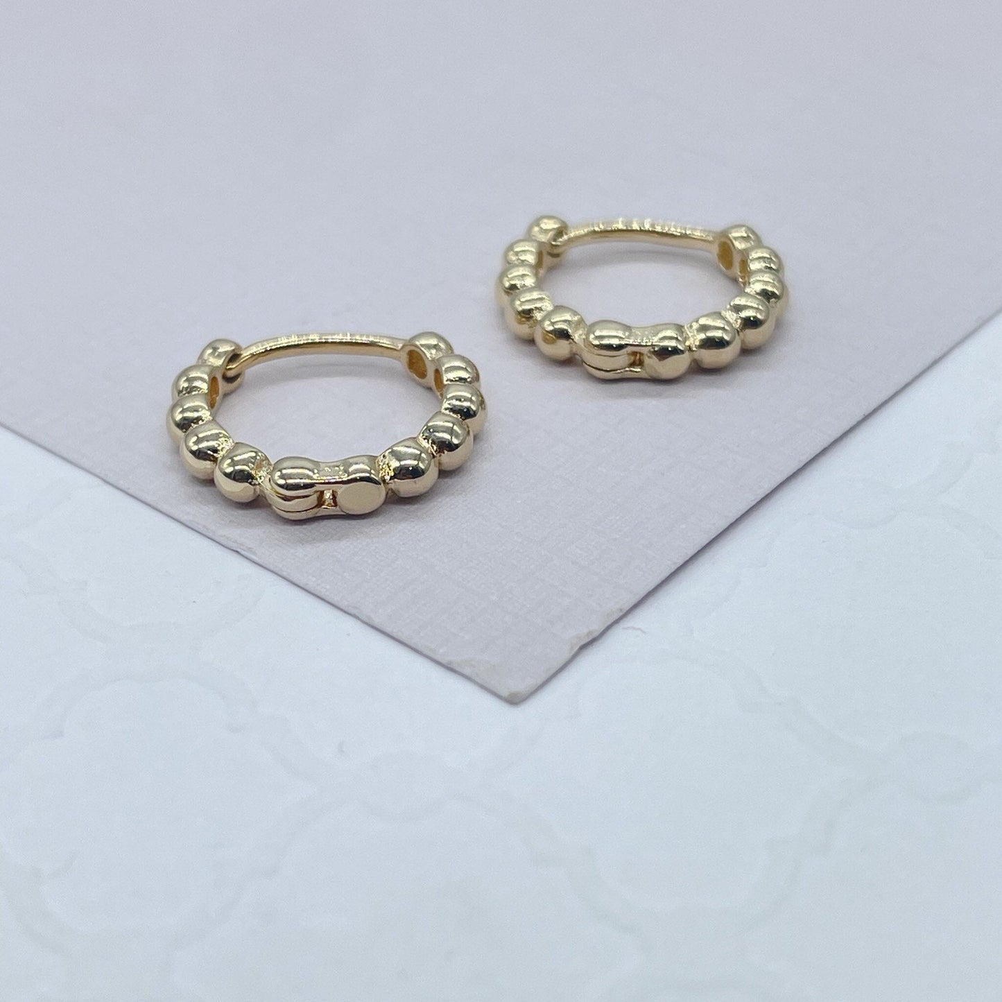 18k Gold Filled Tiny 3mm Bead Clicker Hoop