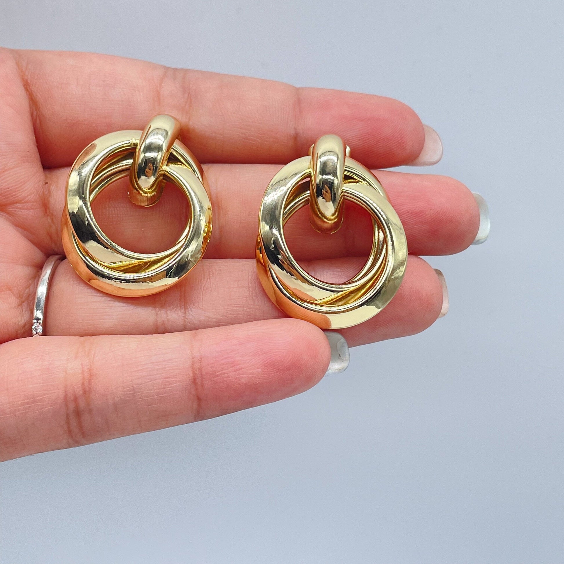 18k Gold Filled Doubled Layered Soft Angled Earrings