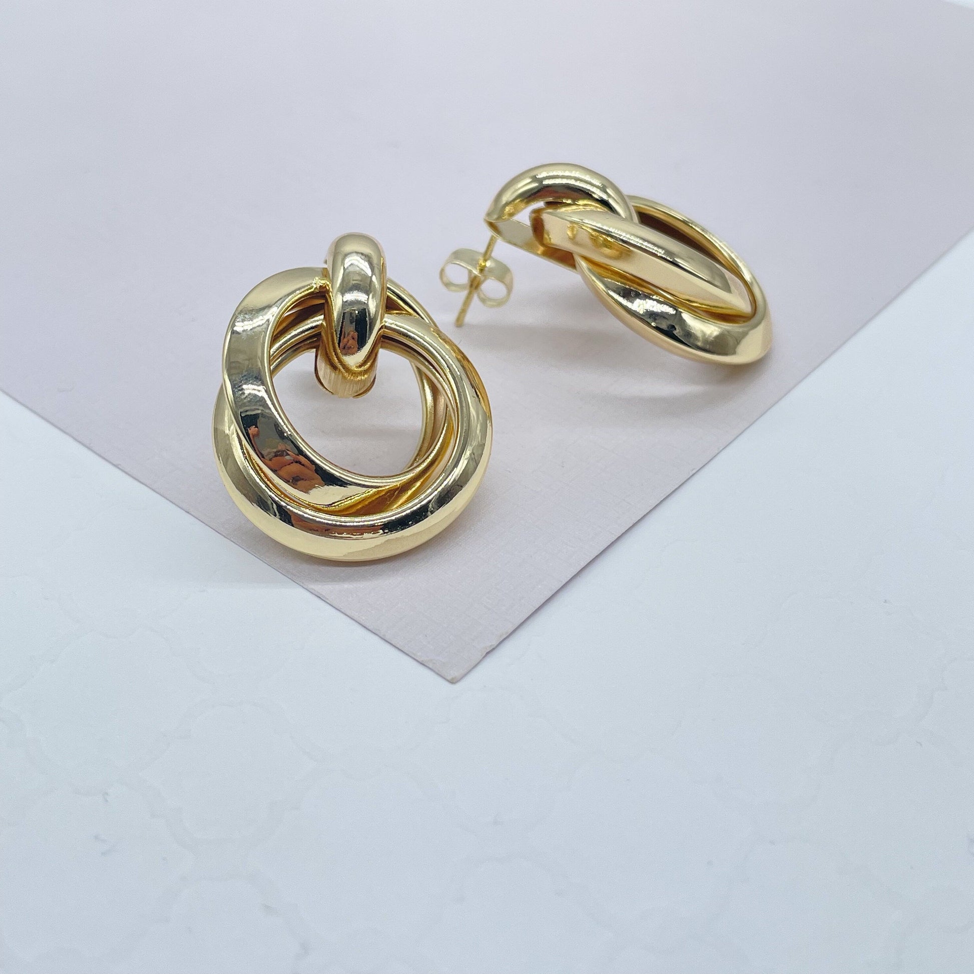 18k Gold Filled Doubled Layered Soft Angled Earrings
