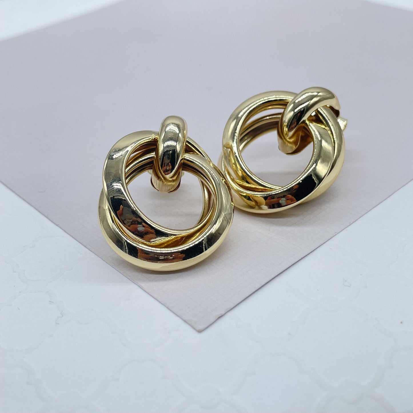18k Gold Filled Doubled Layered Soft Angled Earrings