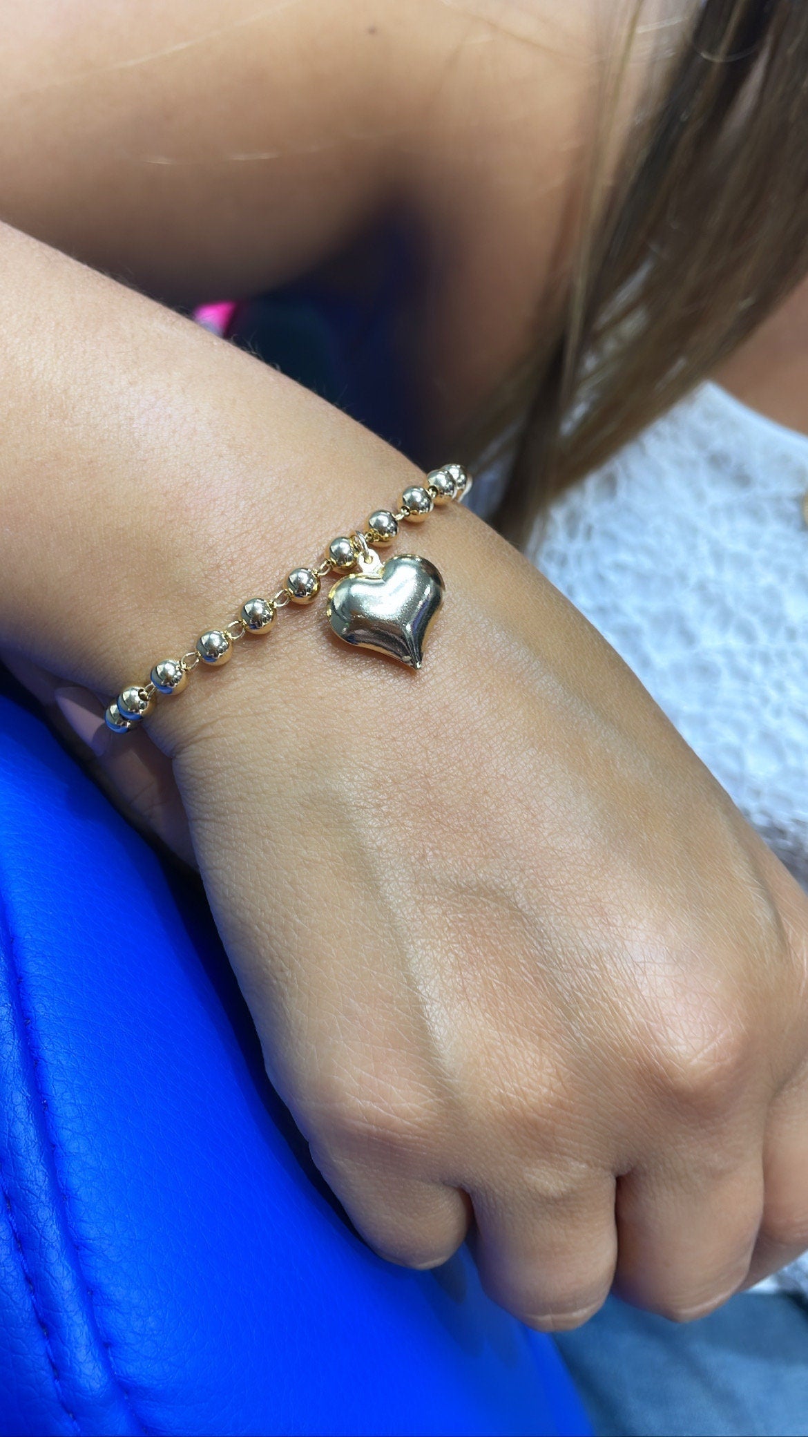 18k Gold Filled Gold Beaded Heart Set for Kids