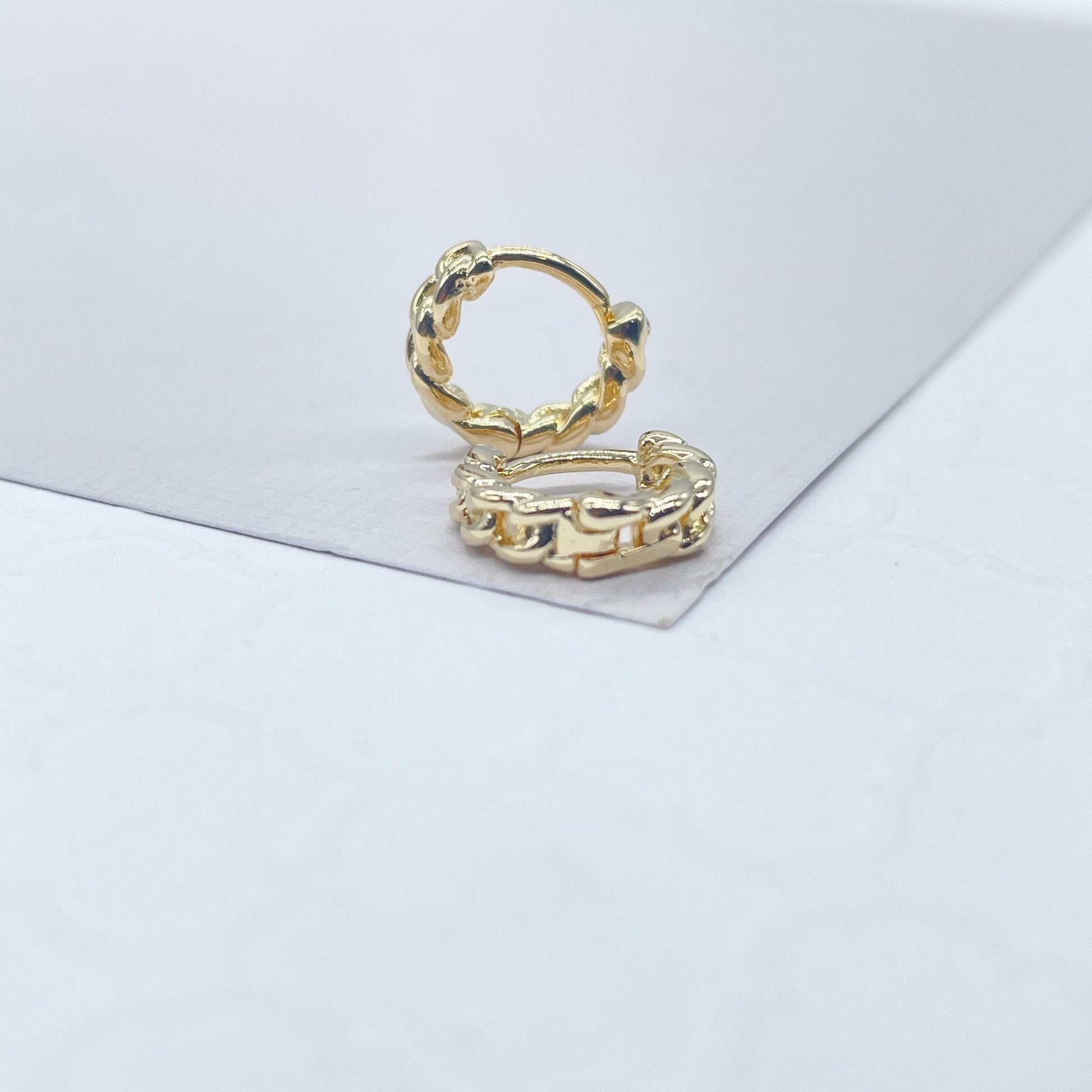 18k Gold Filled Tiny Cuban link Clicker Hoop