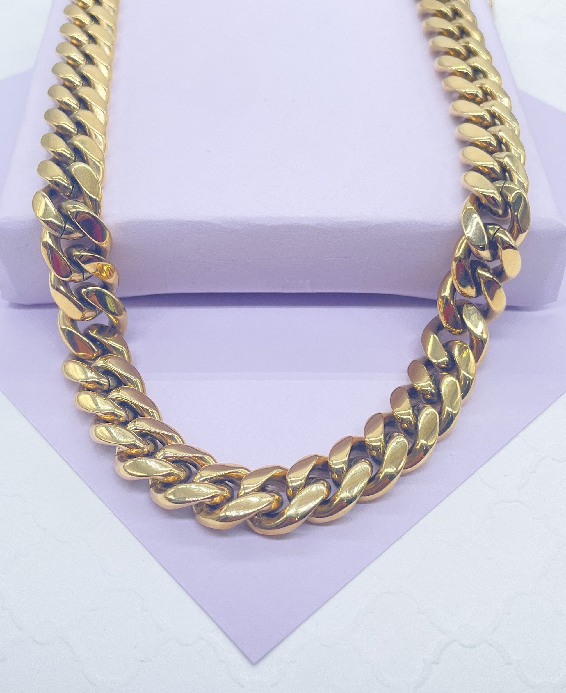 14k Gold Filled Thick 14mm Miami Cuban Link Chain, Cuban Necklace, Cadena de Labon Cubano