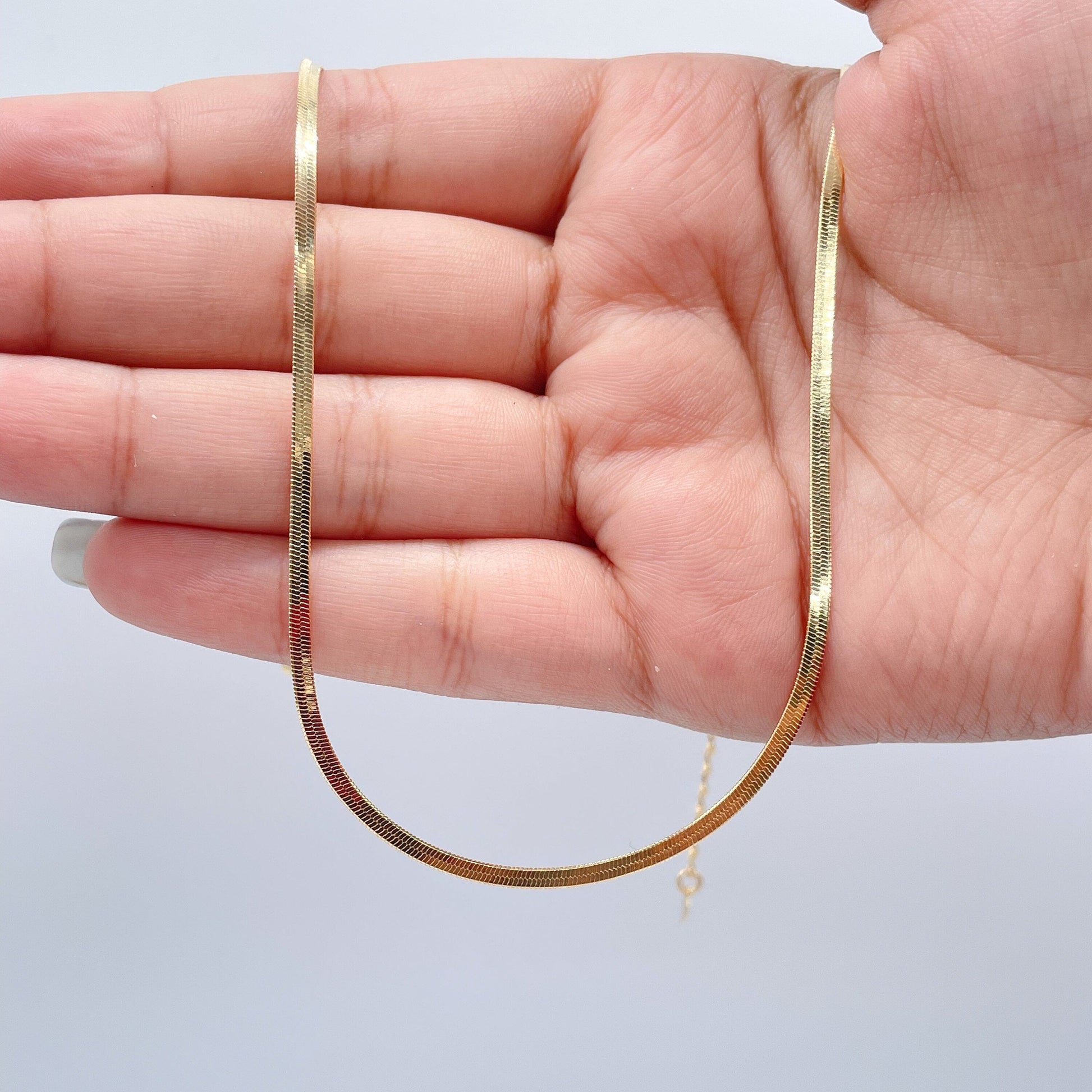 18K Gold Filled Flexible 16"Herringbone 2mm and 2.5mm Chain Necklace