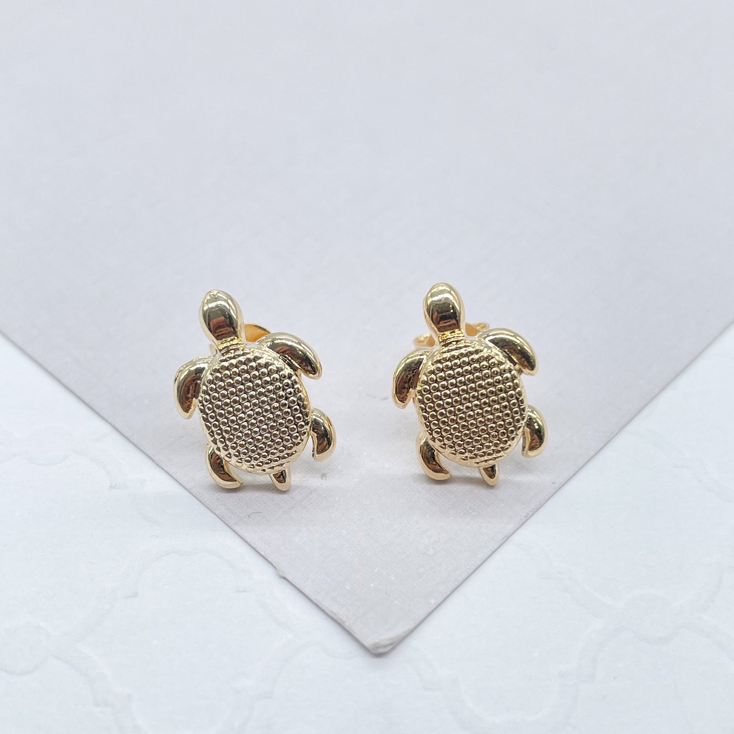 18k Gold Filled Textured Baby Turtle Studs