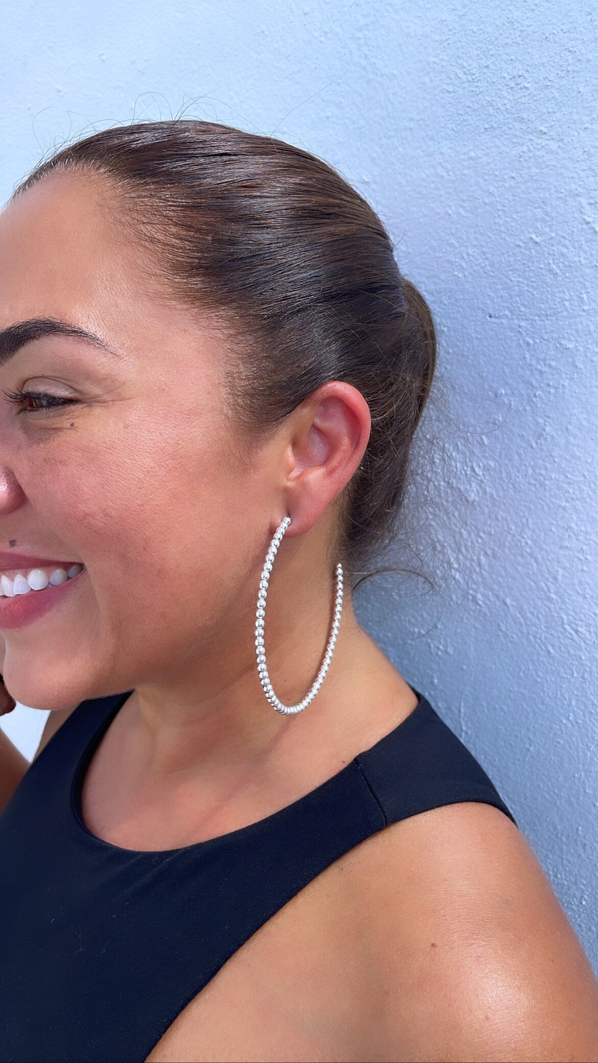 18k Gold Filled Extra Large Beaded Hoops