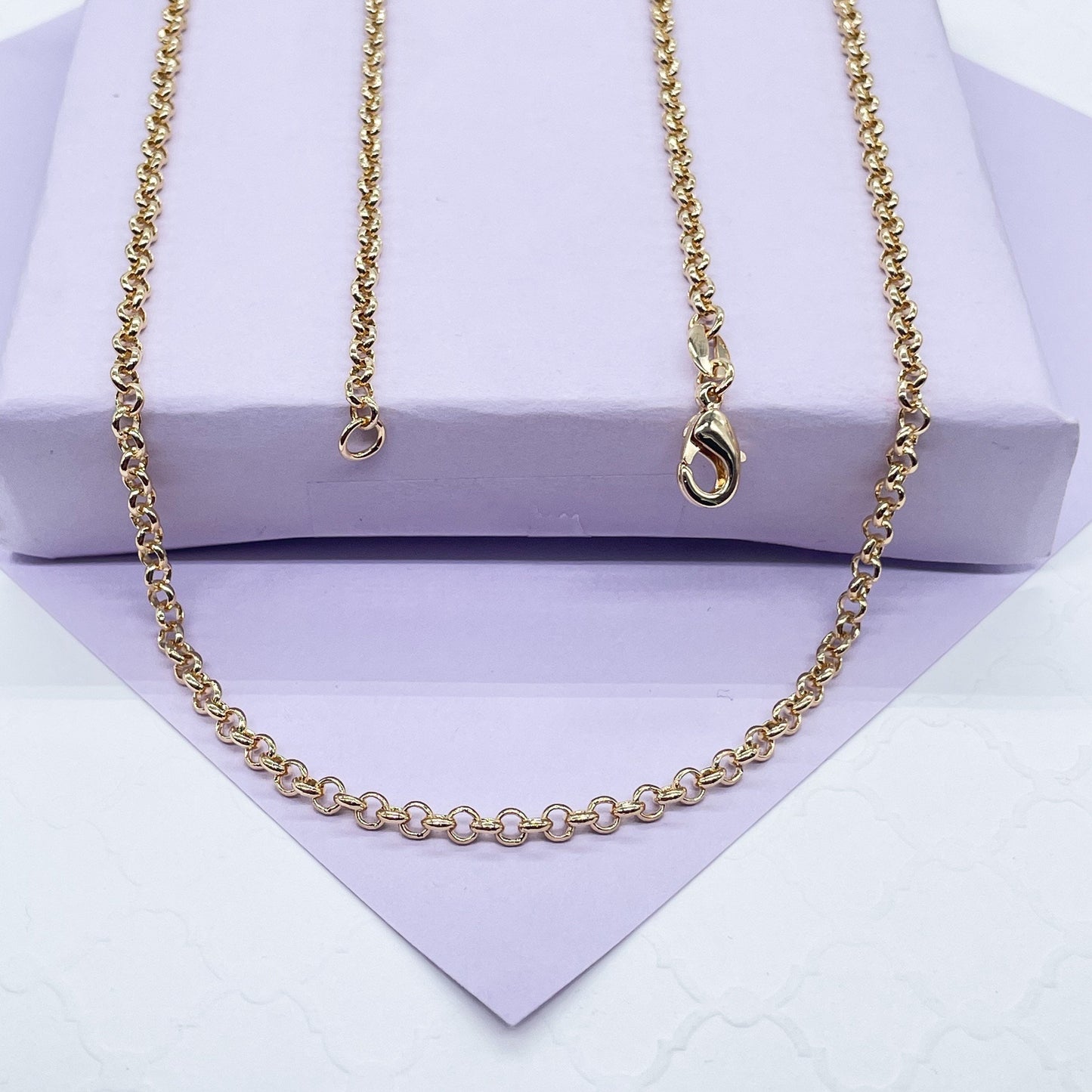18k Gold Filled Plain 3mm Rolo Chain, Available in 3 Sizes