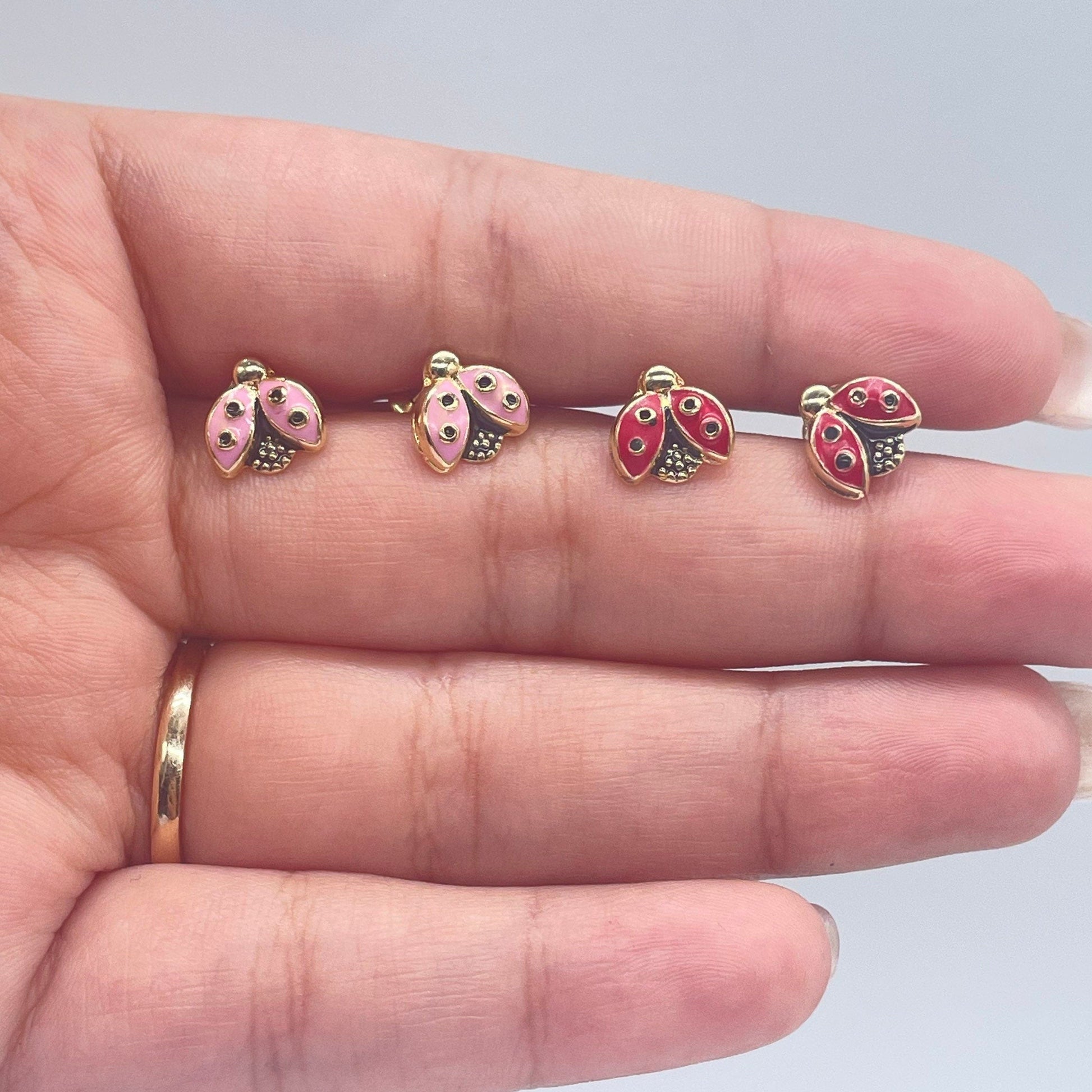 18k Gold Filled Lady Bug Stud Earring