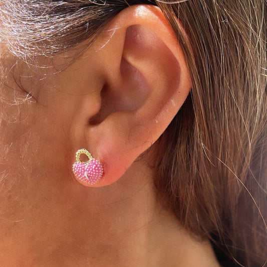 18k Gold Filled Heart and Lock Earring