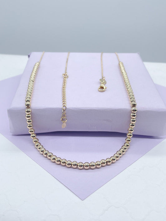 18k Gold Filled Beaded Ball Chain Necklace - 4mm