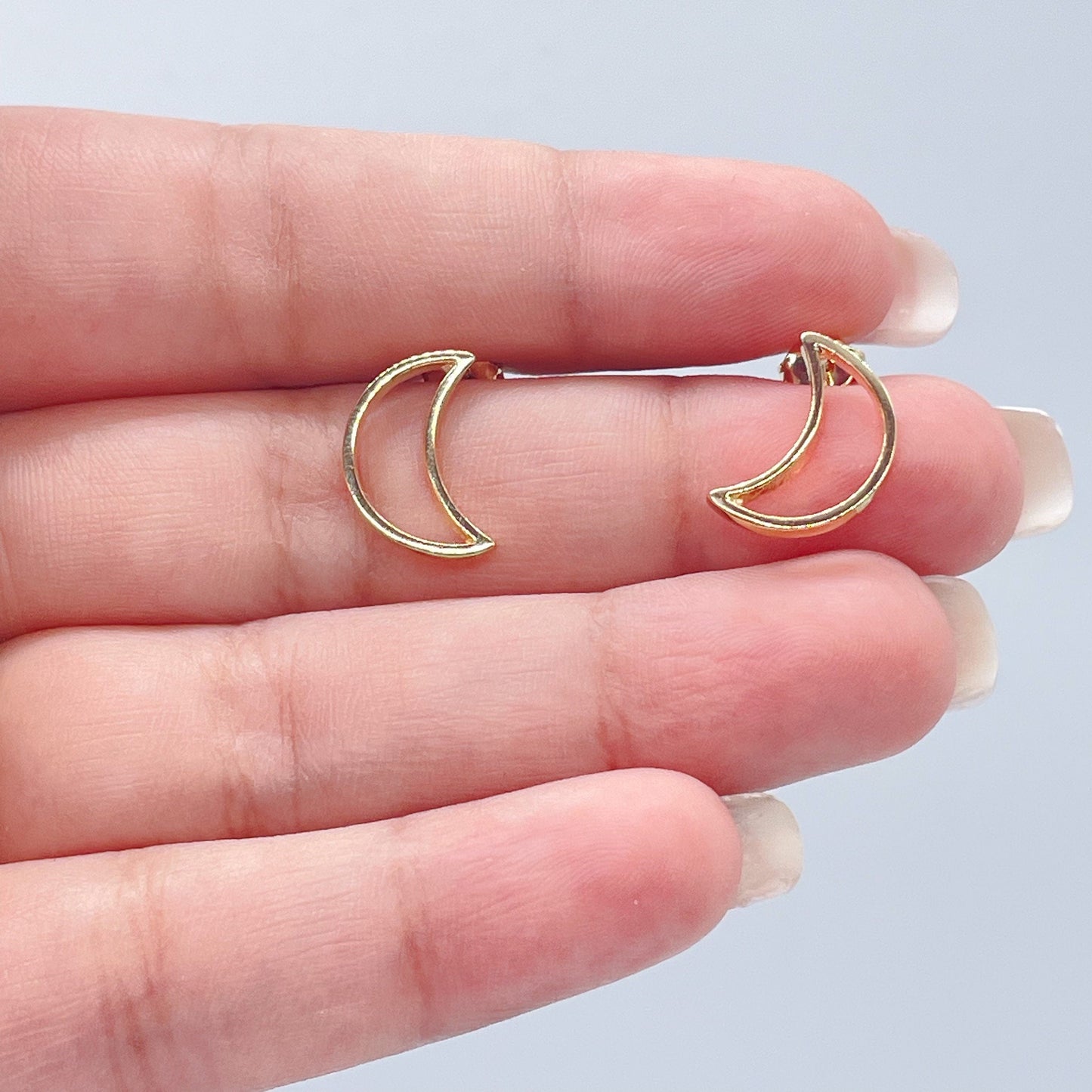 18k Gold Filled See Through Moon Shaped Studs