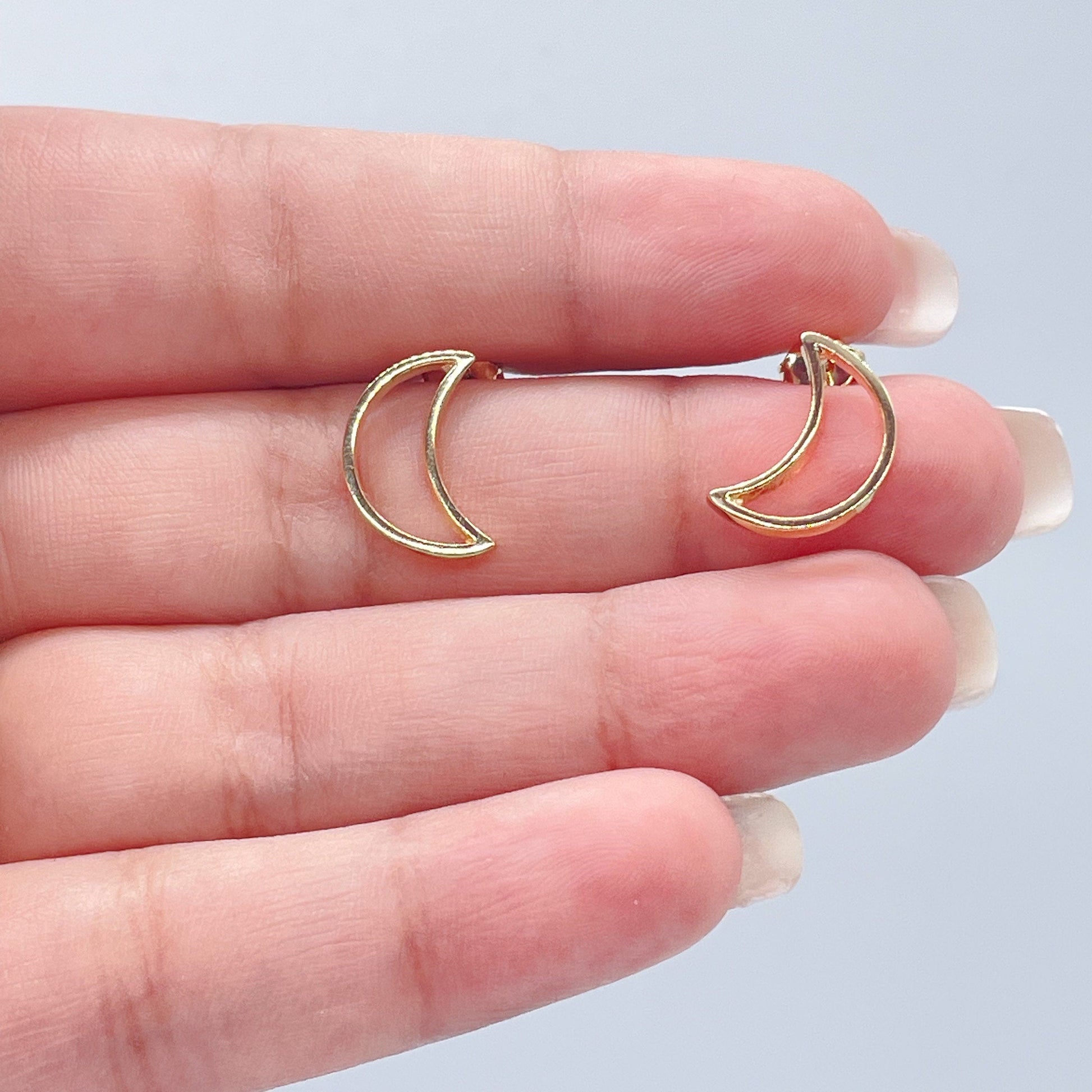 18k Gold Filled See Through Moon Shaped Studs