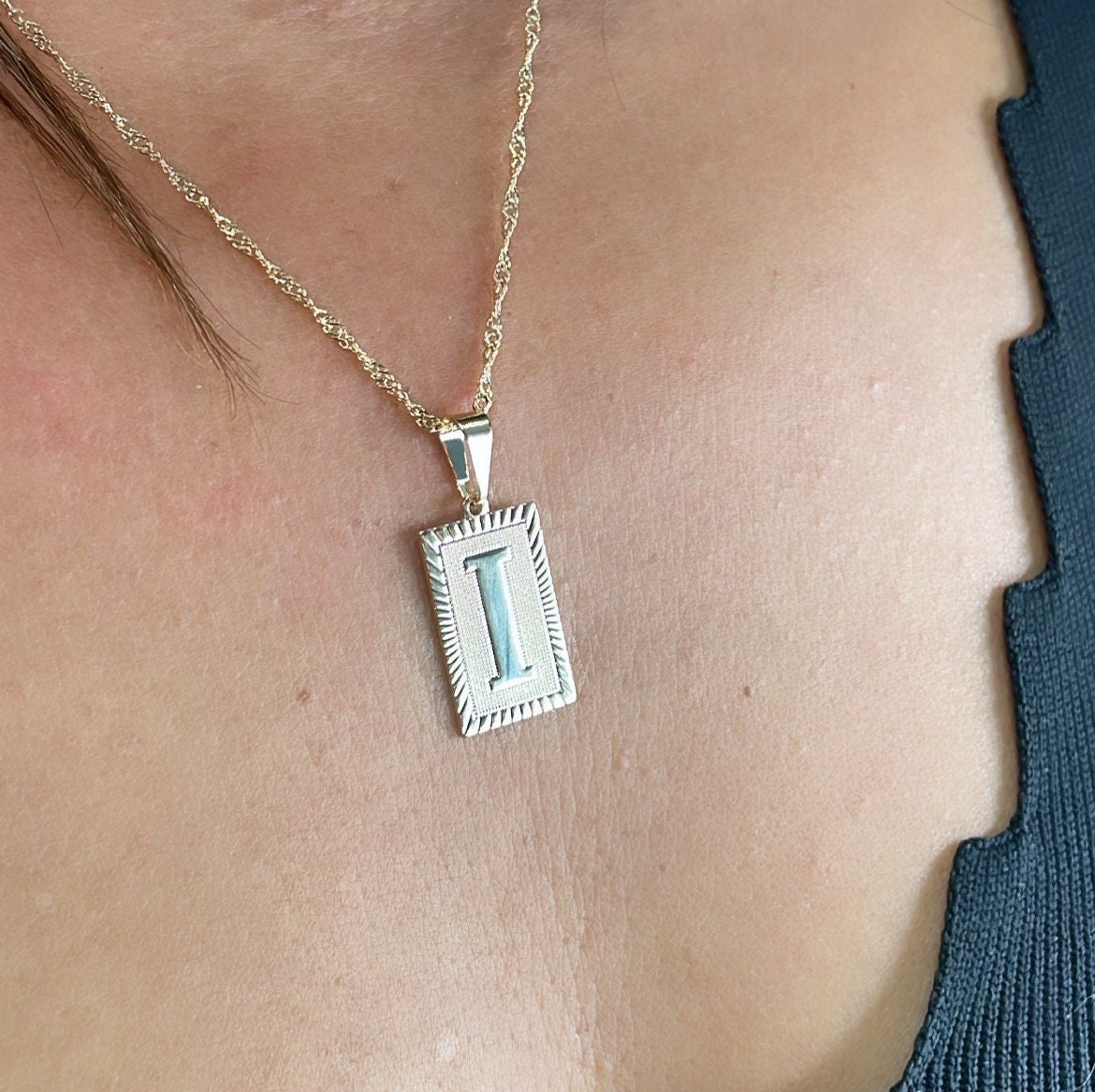 18k Gold Filled Dainty Initial Pendant