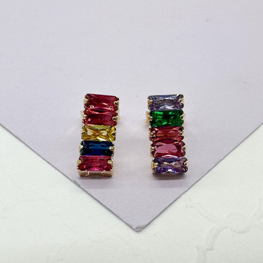 18k Gold Filled Baguette Earrings In 2 Different Styles