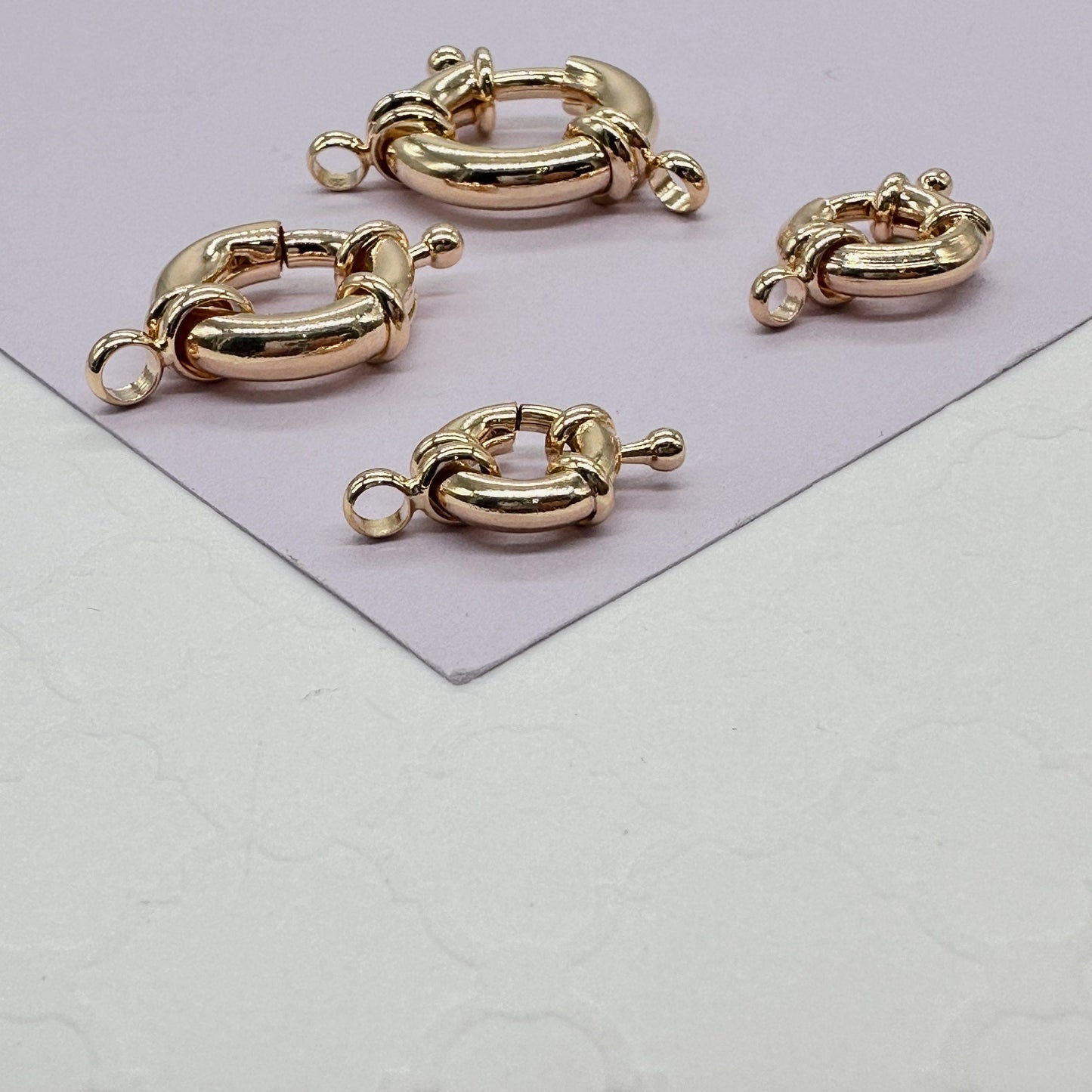18k Gold Filled Large Spring Ring Clasp Creative Design Styling Supplies Components & Parts
